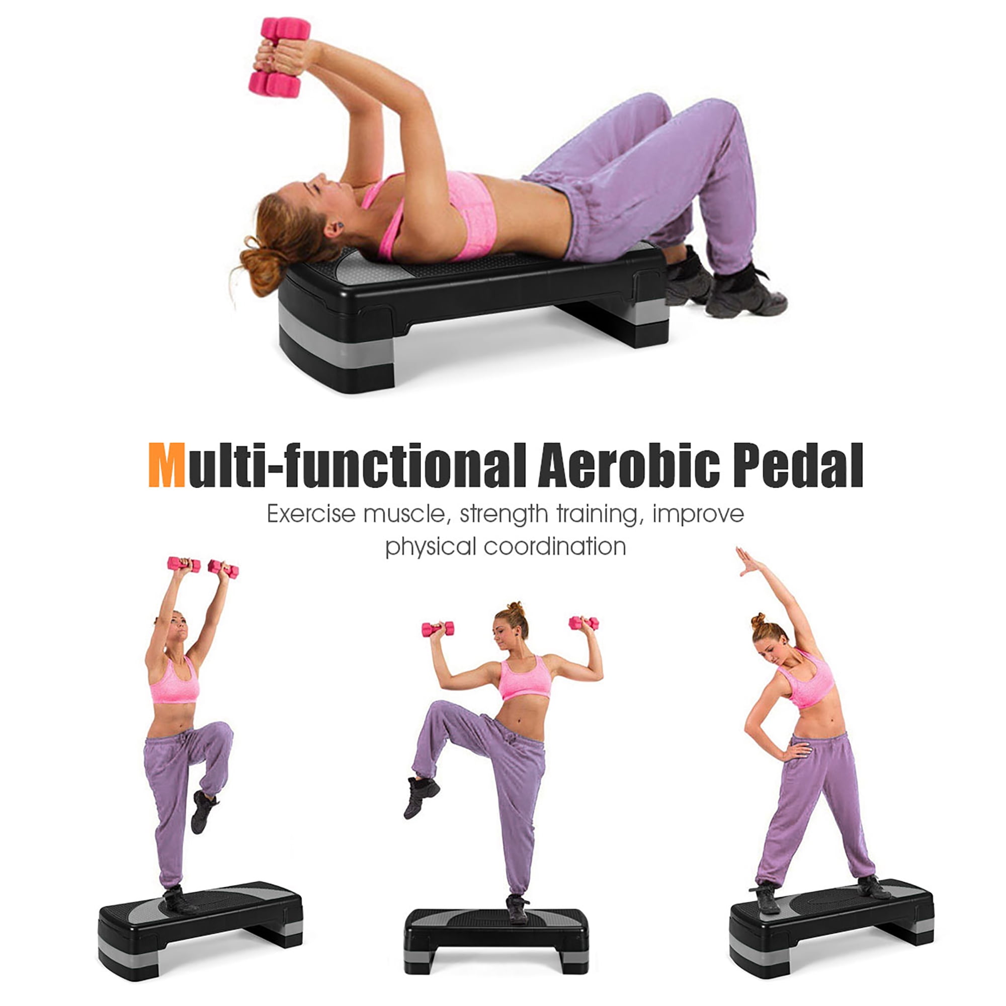 31'' Aerobic Exercise Stepper Cardio Trainer 3 in 1 Adjustable Height 4'' - 6'' - 8'' - Image 11