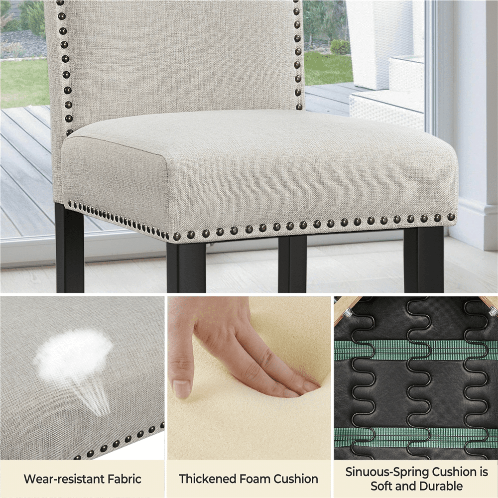 Alden Design Modern Fabric Upholstered Dining Chairs for Kitchen, Beige - Image 4