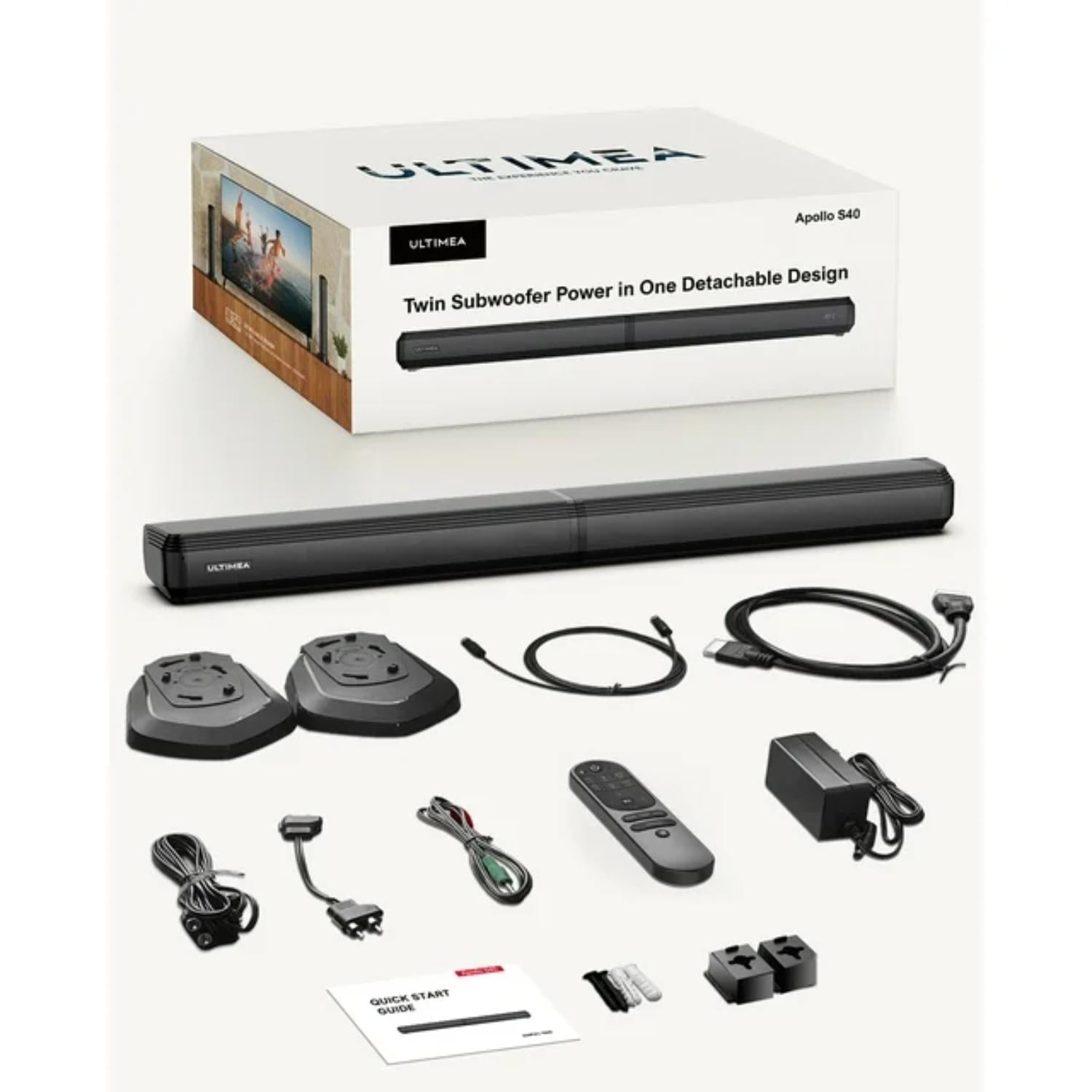 ULTIMEA 2.2ch Sound Bar for TV, Built-in Dual Subwoofer, 2 in 1 Separable Bluetooth 5.3 Soundbar , Bassmax Adjustable TV Surround Sound Bar, HDMI-ARC/Optical/Aux Home Theater Speakers, Wall Mount - Image 9