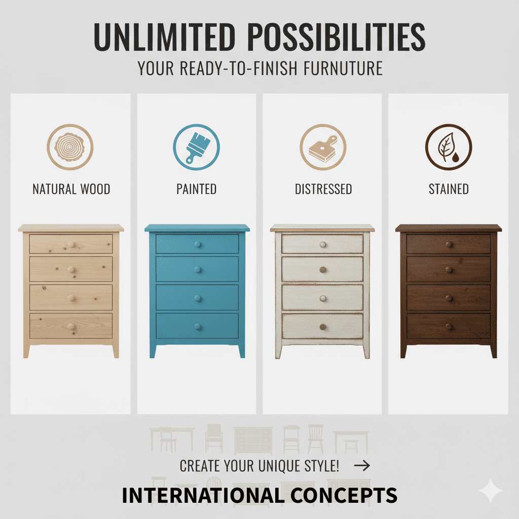 International Concepts Solid Wood Nightstand Unfinished - Image 3