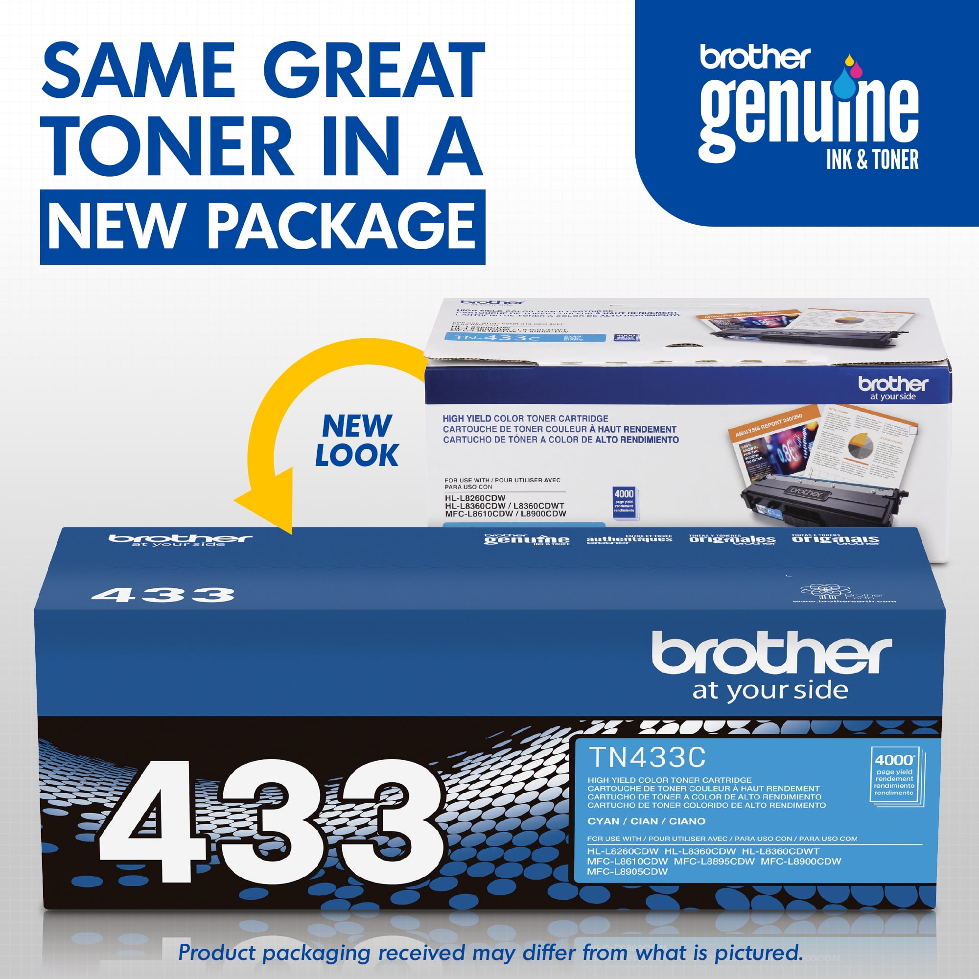 Brother Genuine High Yield Toner Cartridge, TN433C, Replacement Cyan Toner, Page Yield Up To 4,500 Pages - Image 6
