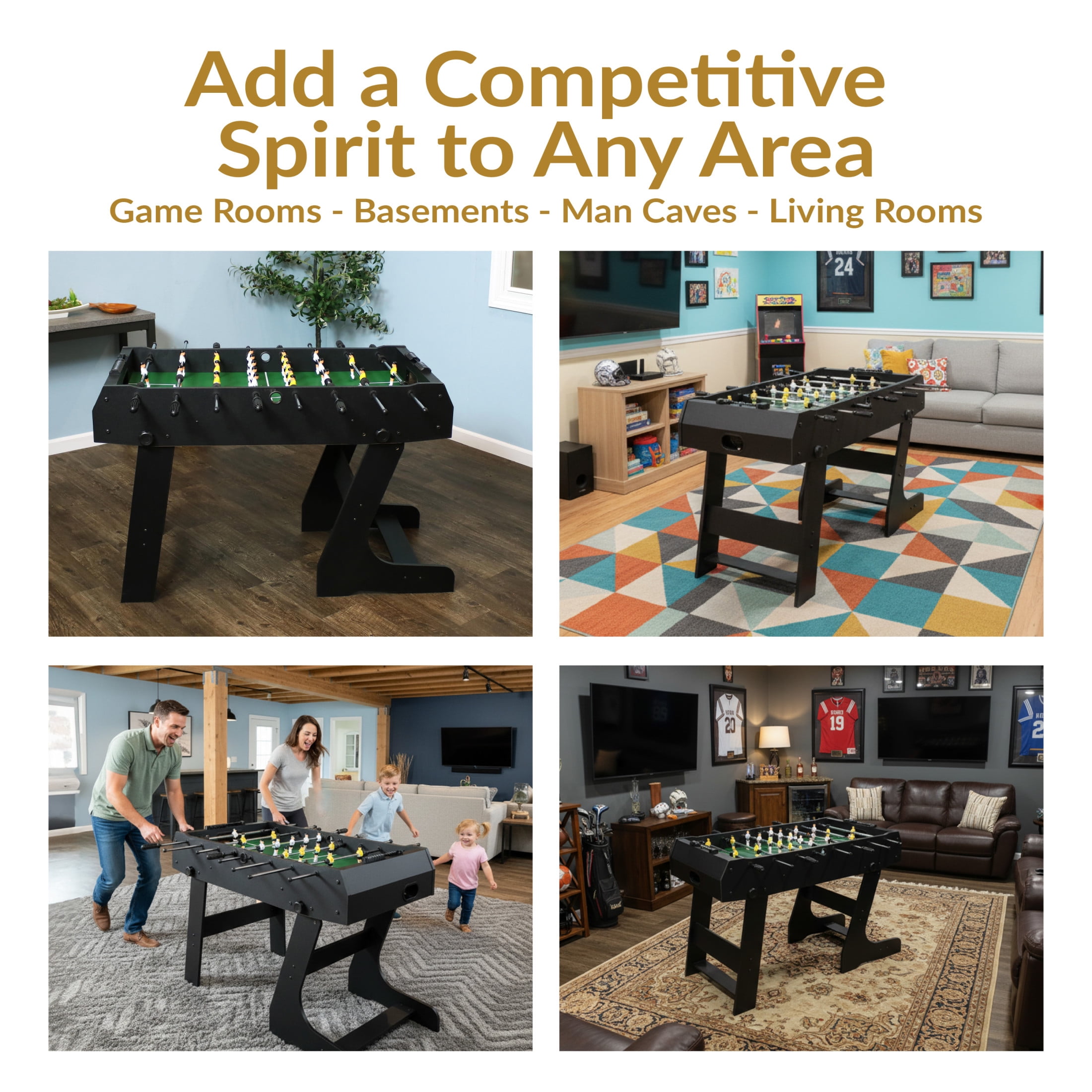 Sunnydaze 2-Player Folding Indoor Foosball Table, Black - Image 11