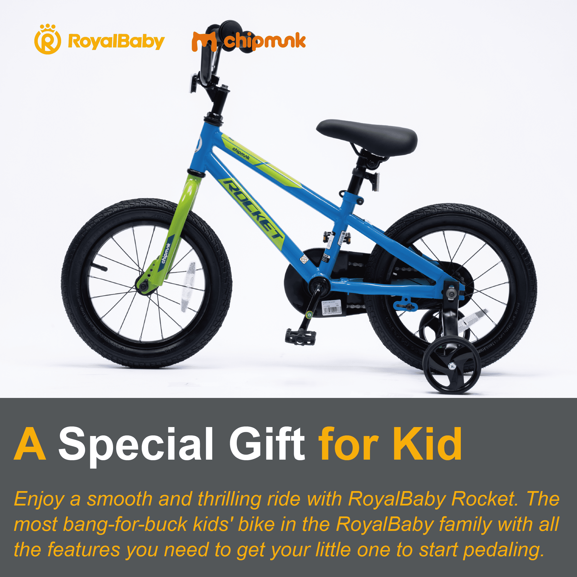 RoyalBaby Rocket Kids 14-Inch BMX Training Wheel Bicycle,Blue - Image 10