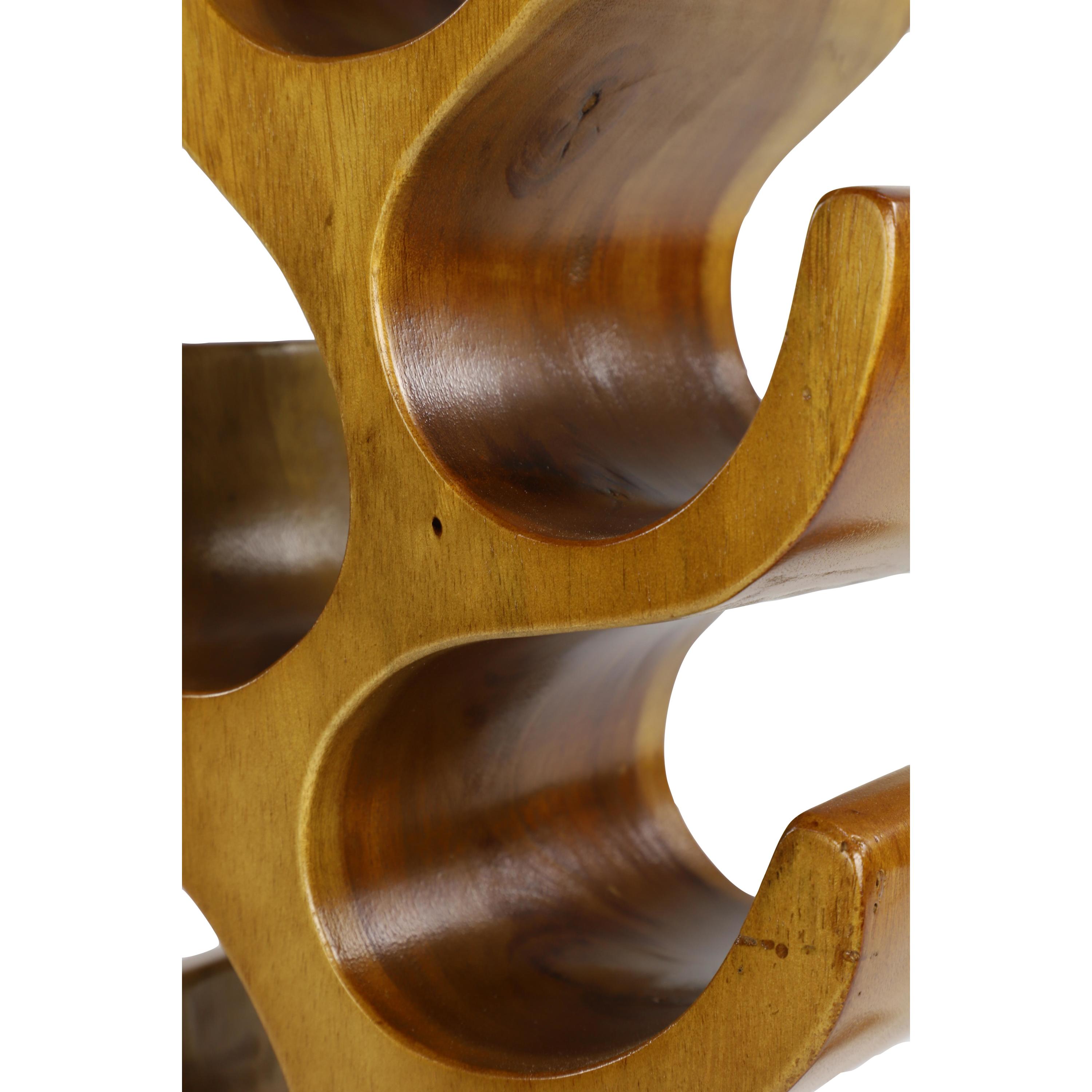 6- Bottle Brown Curved Tree Shaped Wine RackDecMode 10" x 20" Brown Teak Wood Curved Tree Shaped 6 Bottle Wine Rack, 1-Piece - Image 6
