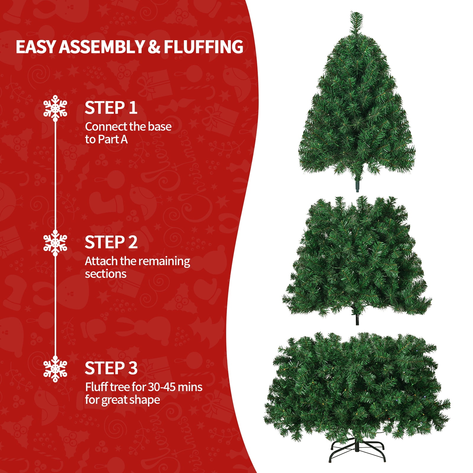 Vebreda Pre-Lit Artificial Christmas Tree 7.5ft with 450 Clear Incandescent Mini Lights, Indoor Outdoor Green - Image 6