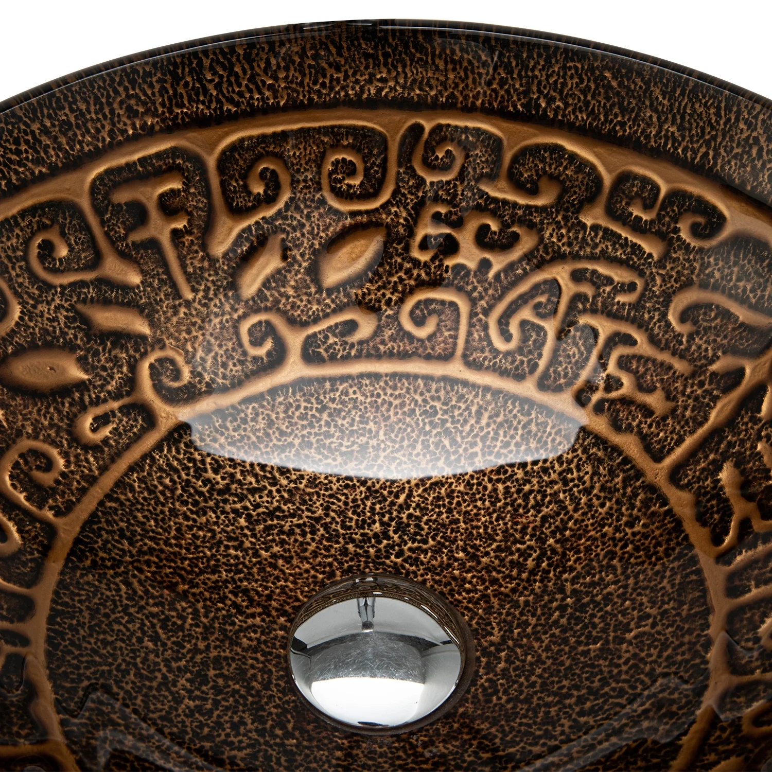 Vinnova Enna 16.5in Antique Bronze Finish Glass Round Over-Mounted Bathroom Vanity Vessel Sink Bowl - Image 7