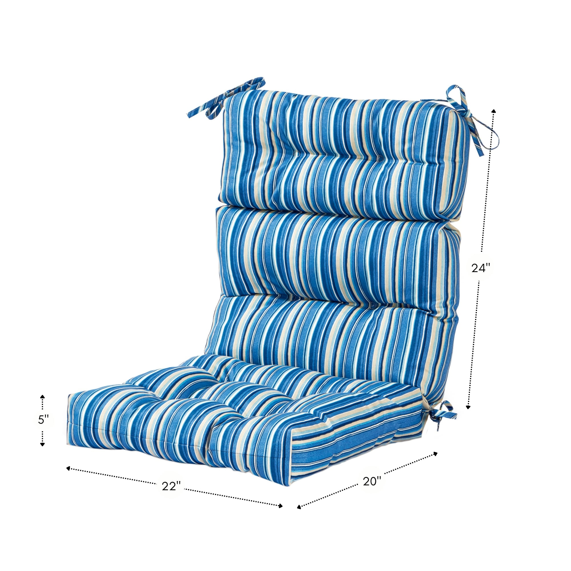 Sapphire Stripe 44 x 22 in. Outdoor High Back Chair Cushion (2-Pack) by Greendale Home Fashions - Image 4