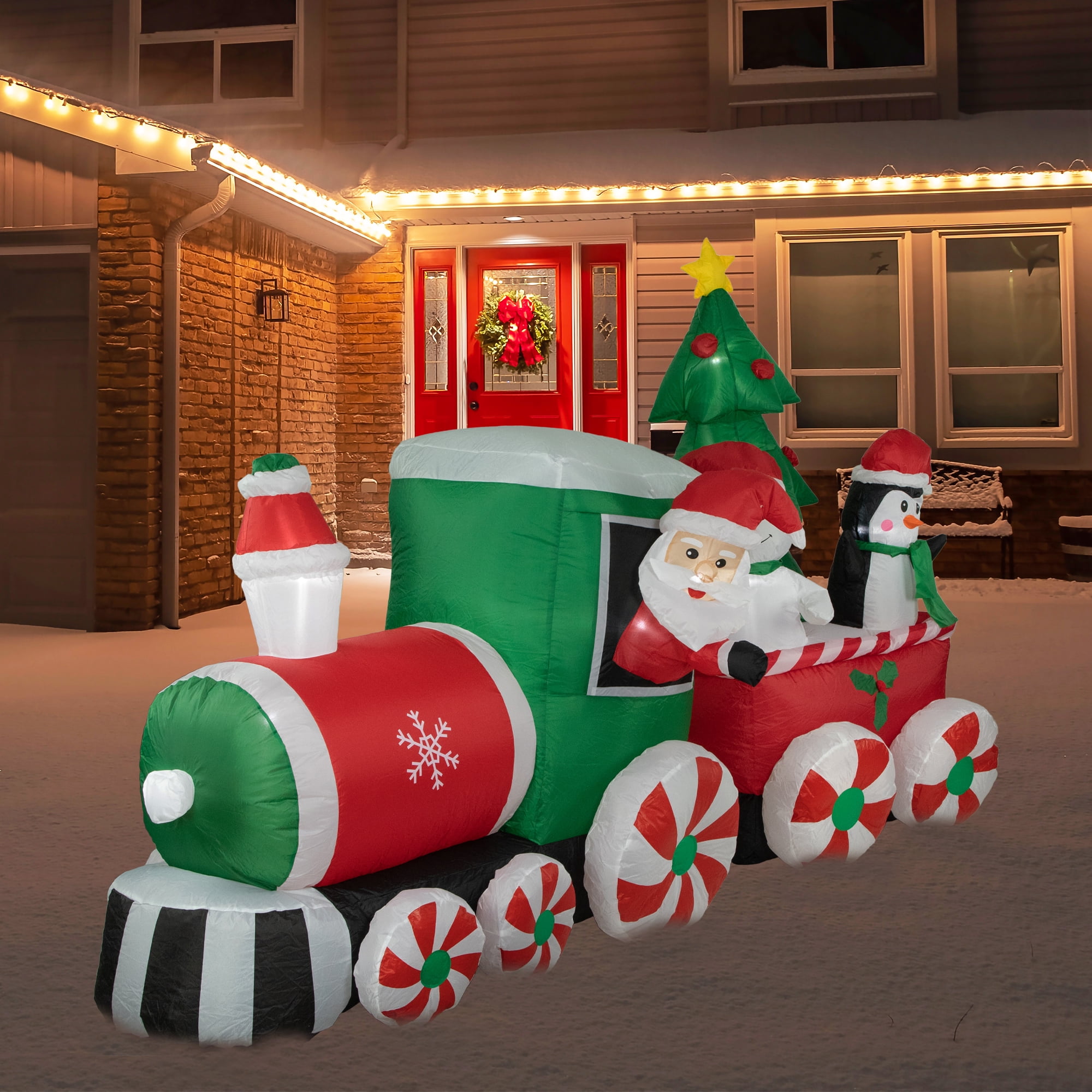 Northlight 8' Inflatable Train With Santa and Friends Outdoor Christmas Decoration - Image 4