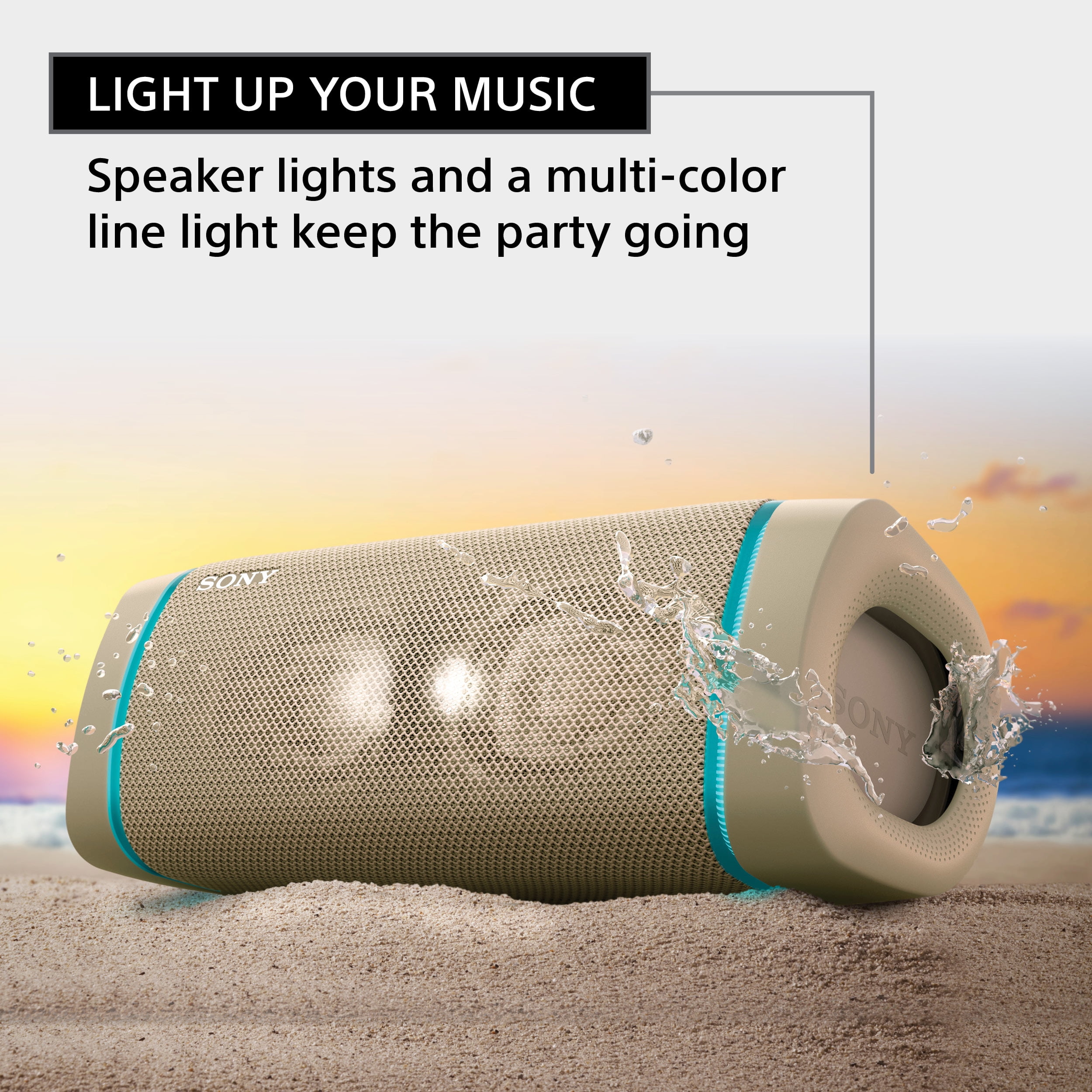 Sony SRS-XB33 EXTRA BASS Wireless Waterproof Bluetooth Portable Speaker, Taupe - Image 6