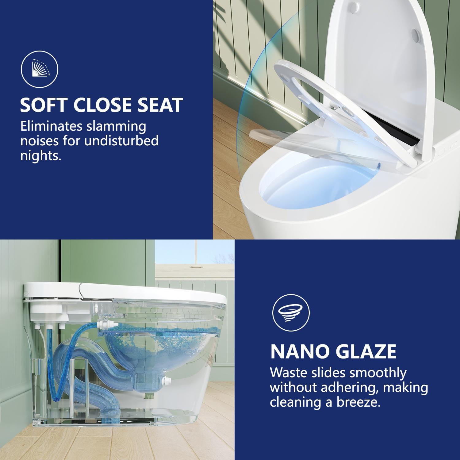 1-Piece 1.28 GPF Single Flush Elongated Toilet in White with Electric Heated Seat, Auto Flush, Night Light - Image 17