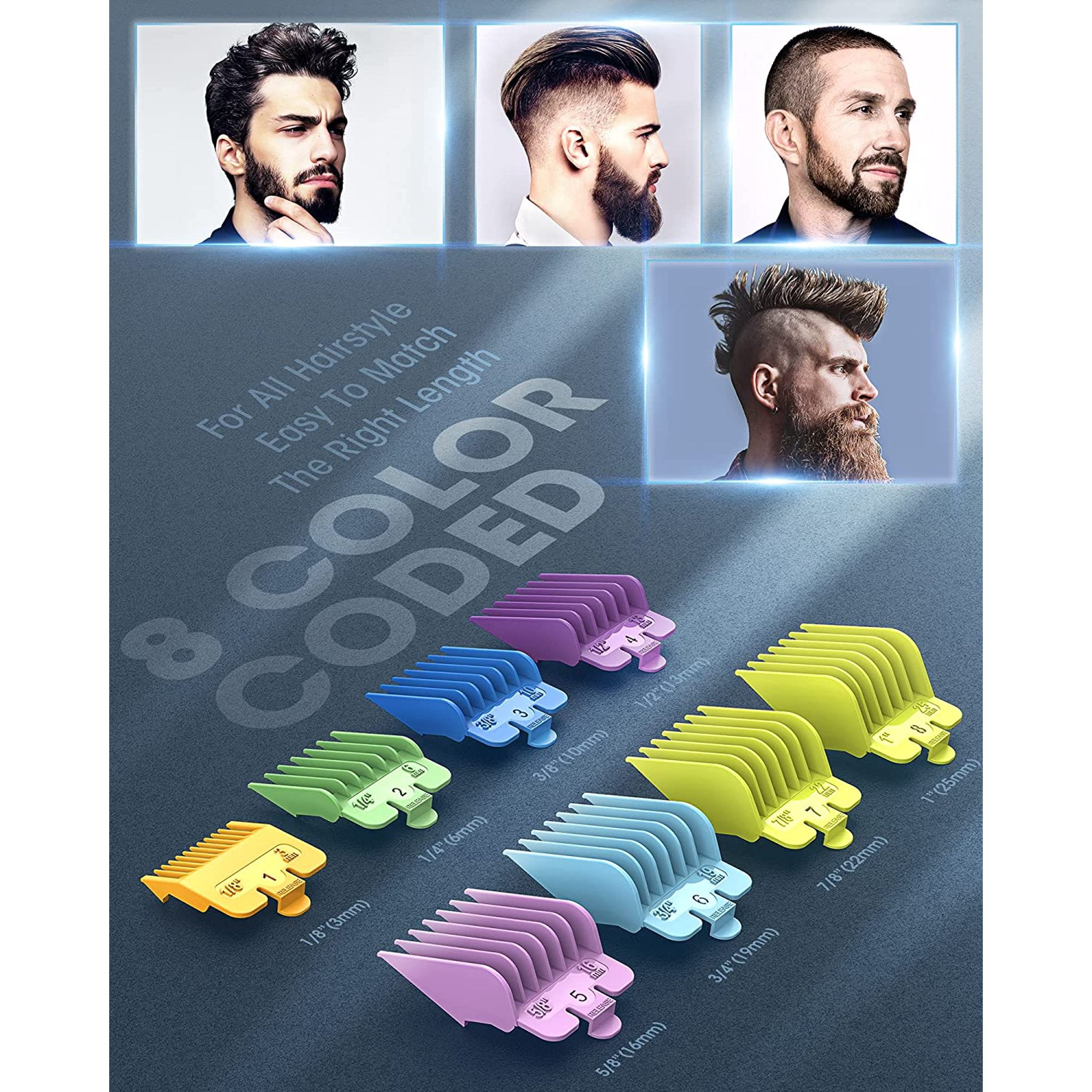 2 in 1 Beard Trimmer for Men, Heavy Duty Hair Clippers for Men with Stainless Steel Design & Powerful Motor, 2500mAh Battery - Gold - Image 8