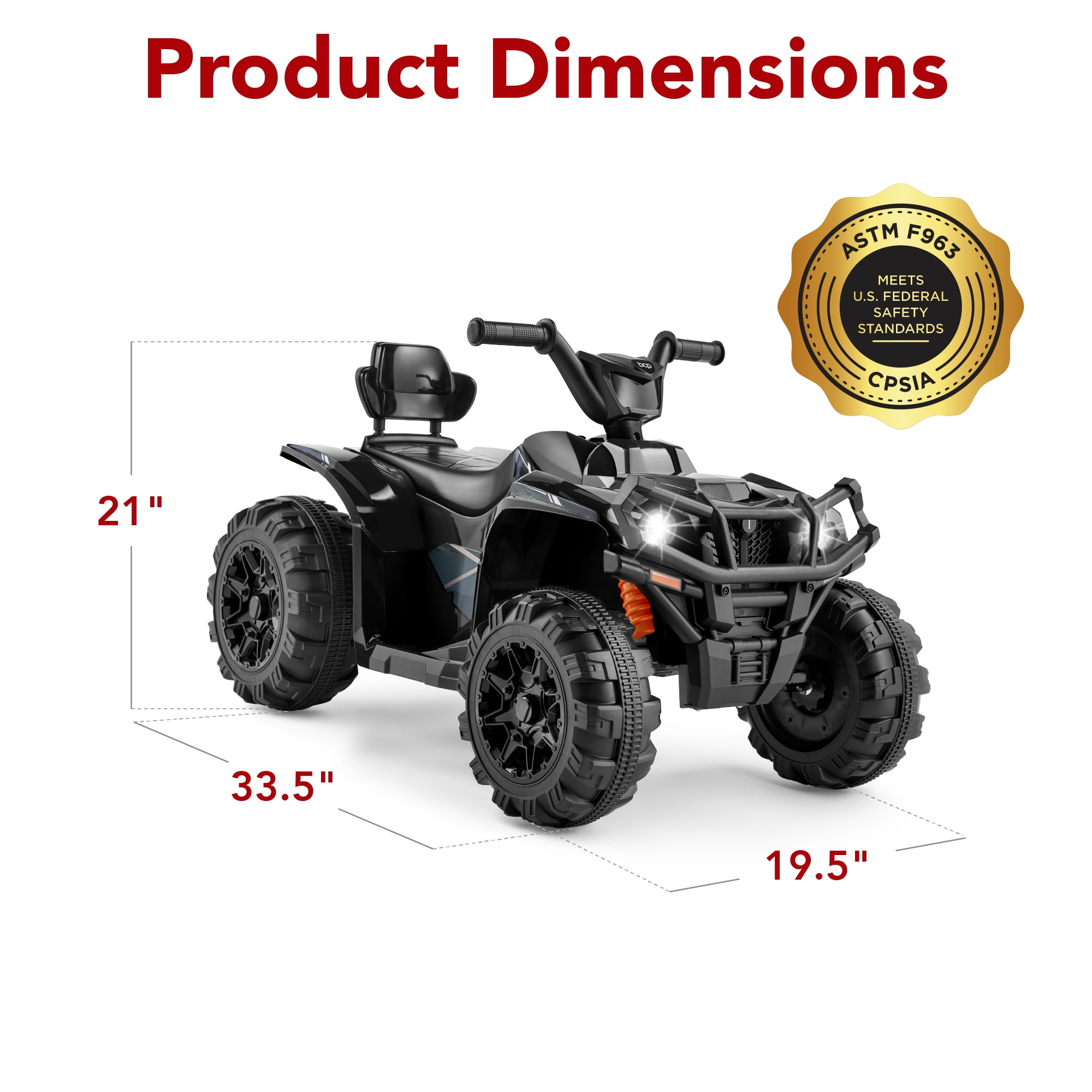 Best Choice Products 12V Kids Ride-On ATV Quad w/ Bluetooth, 2.4mph Max, Treaded Tires, LED Lights, Radio - Black - Image 8