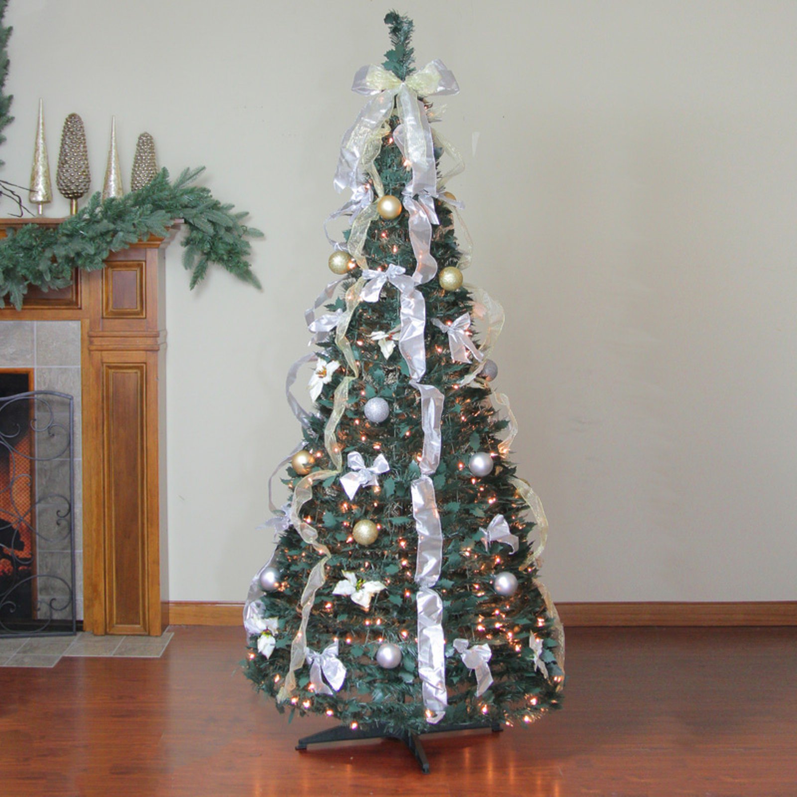 Northlight Multi-Color Prelit Incandescent Green Full Decorated Pop Up Christmas Tree, 6' - Image 6