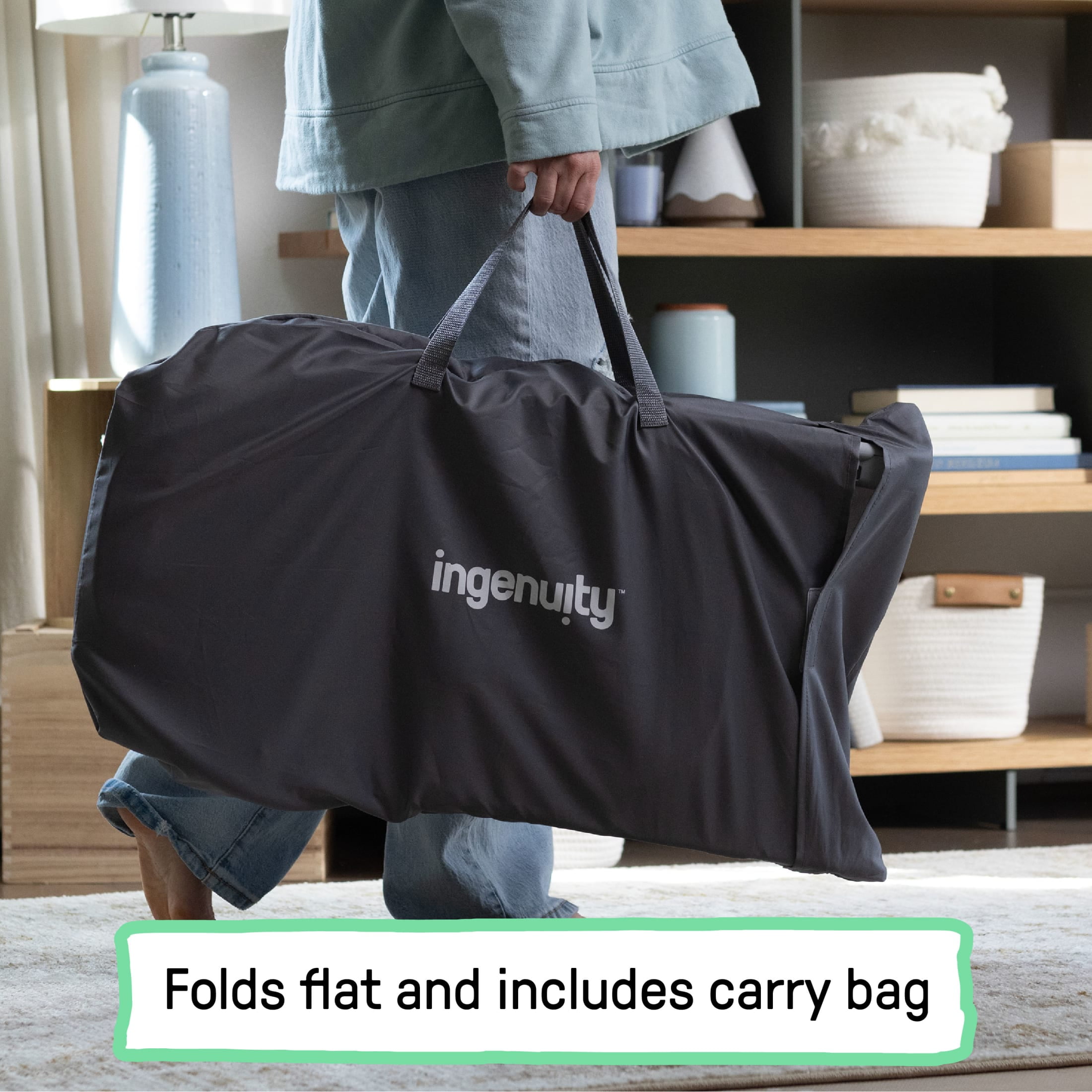 Ingenuity Happy Belly Rock-to-Bounce Infant Baby Massage Seat,Bouncer and Rocker For Ages 0-6 Months, Unisex, Blue - Chambray - Image 13