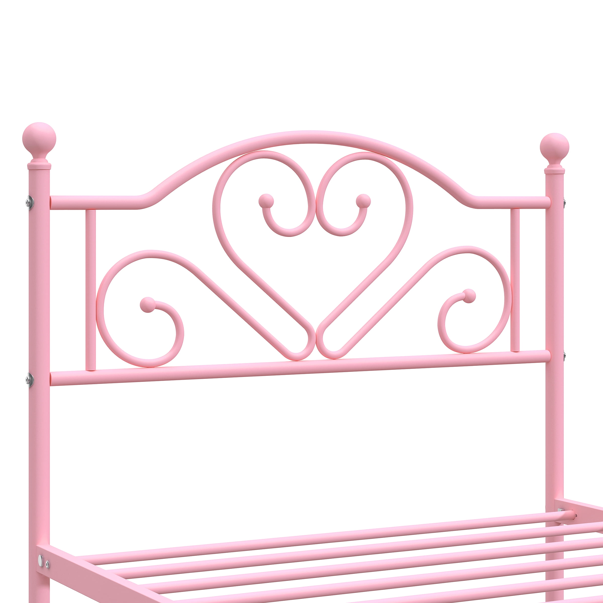 Yoneston 12” Twin Heavy Duty Metal Platform Bed Frame with Love-Heart Shape Headboard for Girls Bedroom Furniture, Pink - Image 9