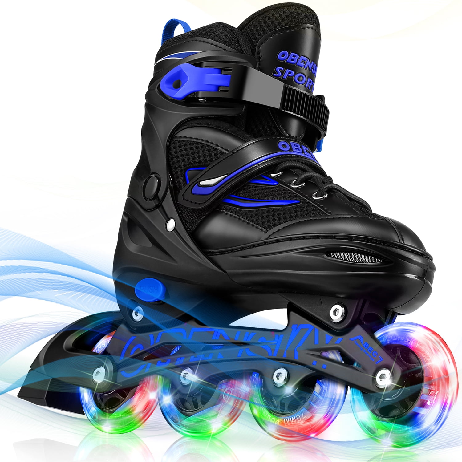 OBENSKY Adjustable Inline Skates, Illuminating Roller Blades for Kids,Girls&Boys Beginner w/ Light up Wheels-Blue - Image 4