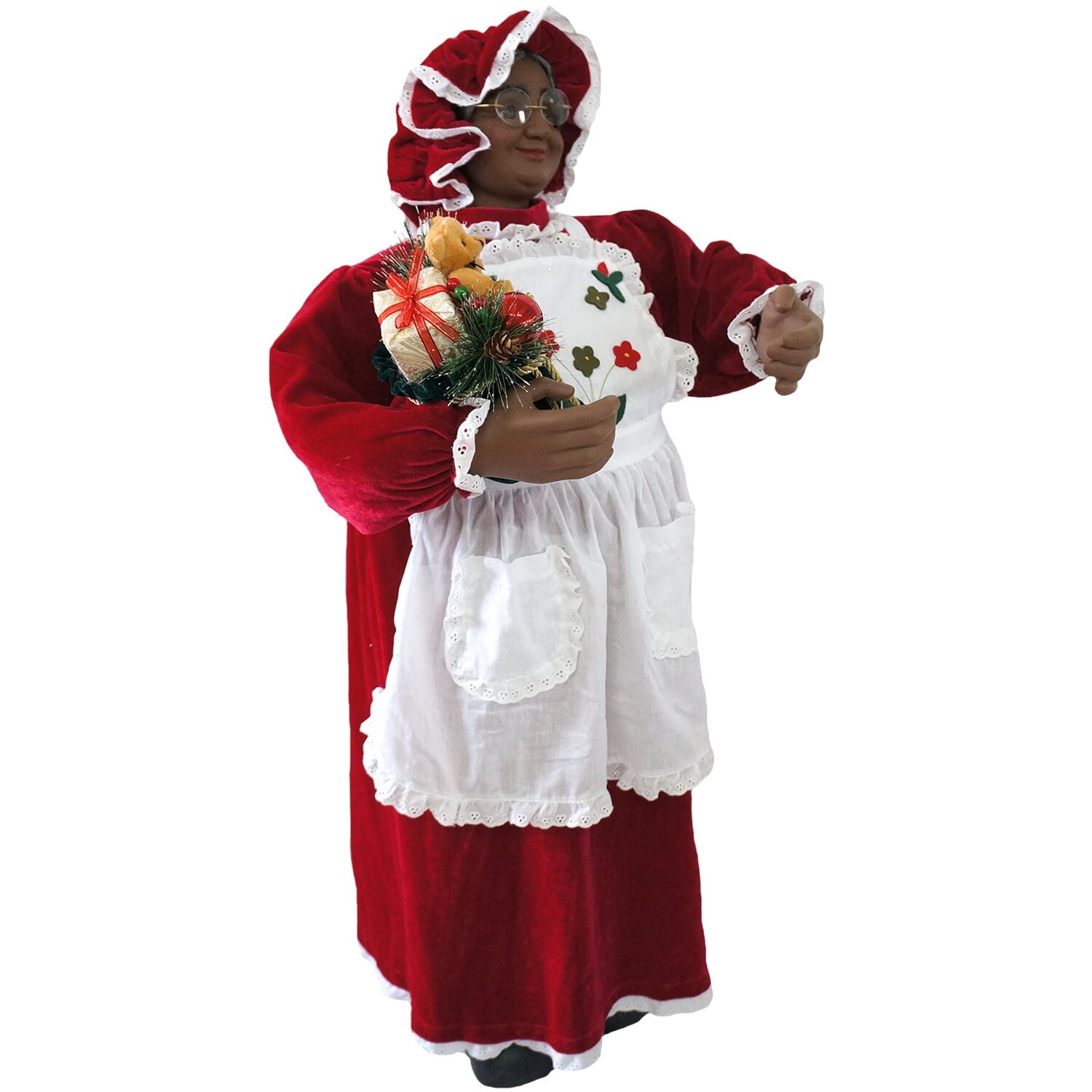 Fraser Hill Farm 3-Ft. African American Mrs. Claus Animatronic with Apron and Gift Sack, FMC036-1RD1-AA - Image 12