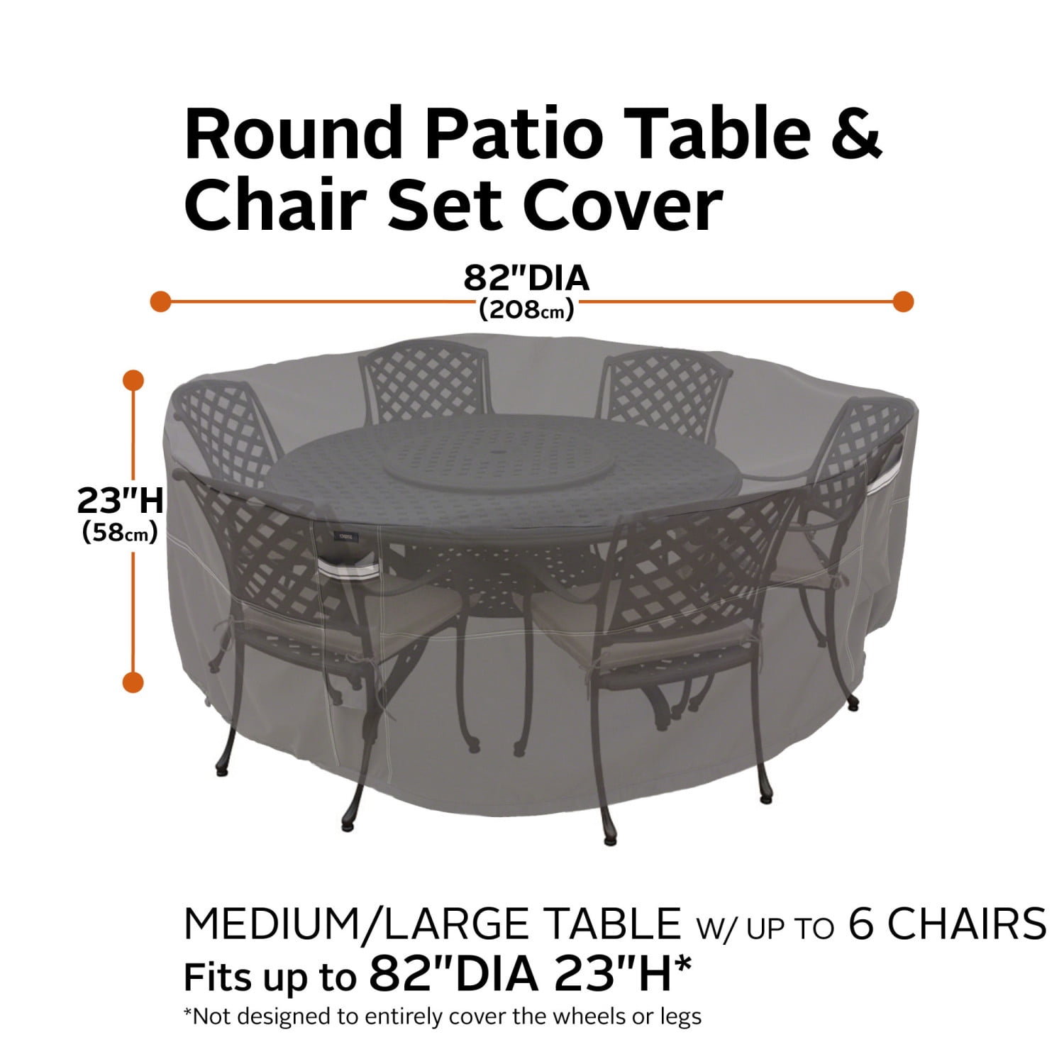 Classic Accessories Ravenna® Round Patio Table & Chair Set Cover - Premium Outdoor Furniture Cover with Water Resistant Fabric, Medium-Large (55-709-035101-EC) - Image 11