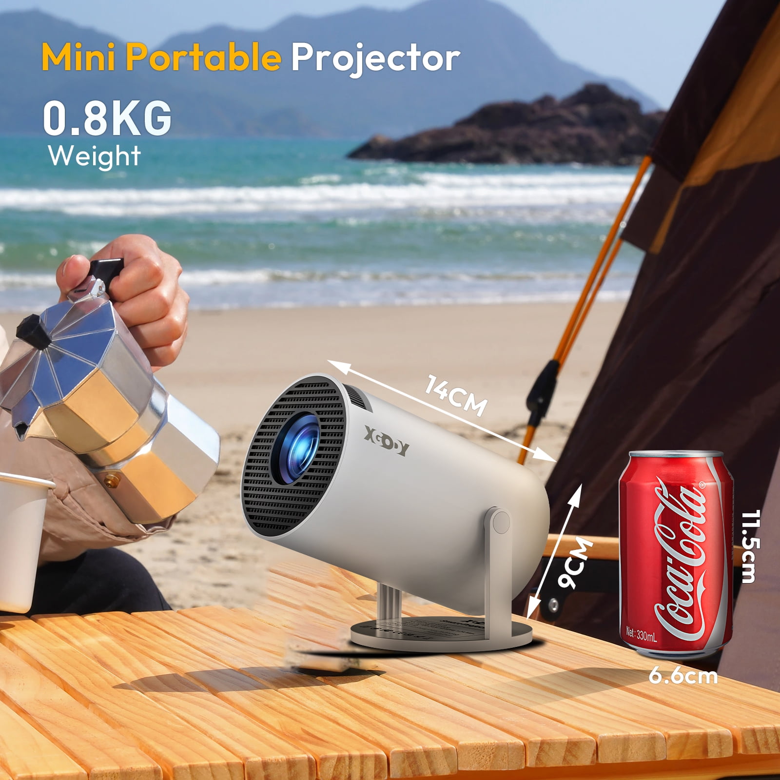 XGODY HY300 Mini Portable Projector with Wifi and Bluetooth,Projector 4K 1080P Support Built-in Android 11.0 OS Compatible for Laptop, PC, Smartphone,180 Degree Rotation Screen Adjustment - Image 8