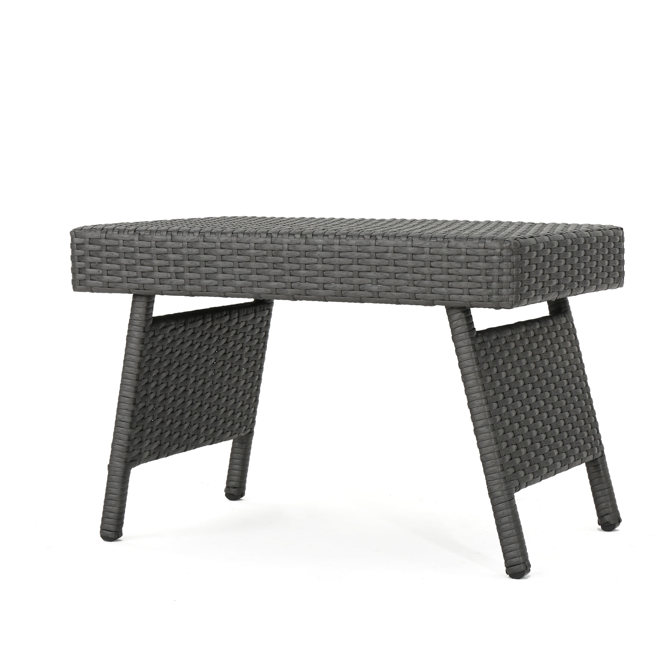 Noble House Anthony Outdoor Wicker Adjustable Folding Table, Grey - Image 5