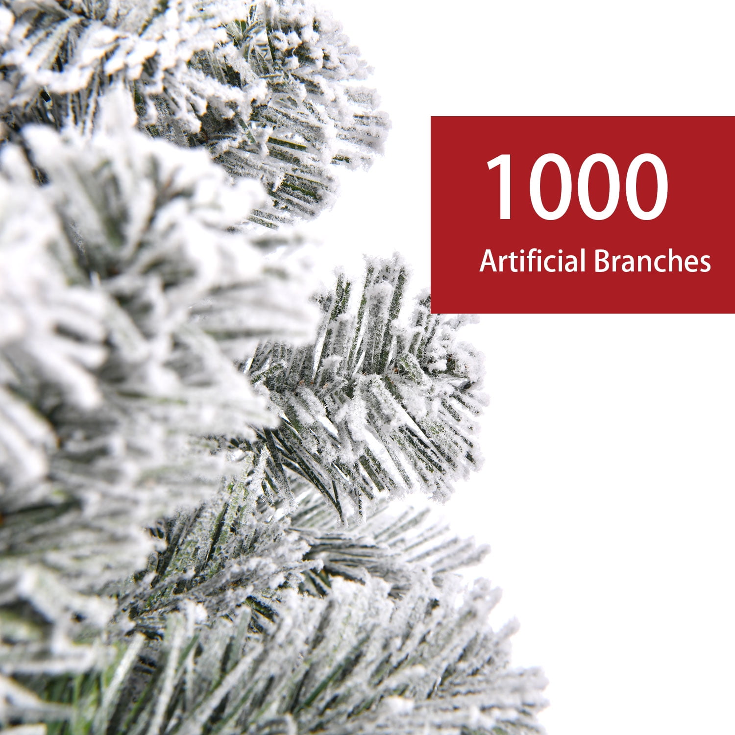 SUGIFT 6ft Premium Christmas Tree, Holiday Snow Flocked Pine Branches 1000 Branches White - Image 3