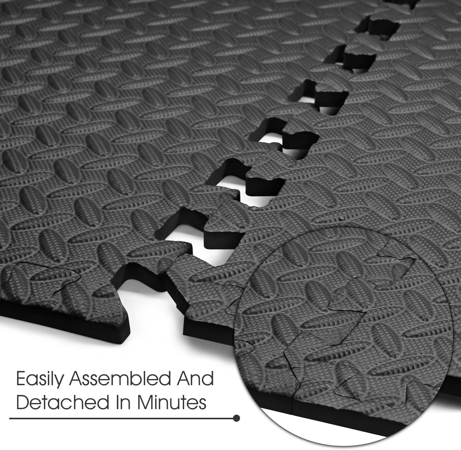 Yes4All 30 pcs Interlocking Exercise Foam Mats, Cover 120 SQFT, 7/16 inch, Black Color - Image 5