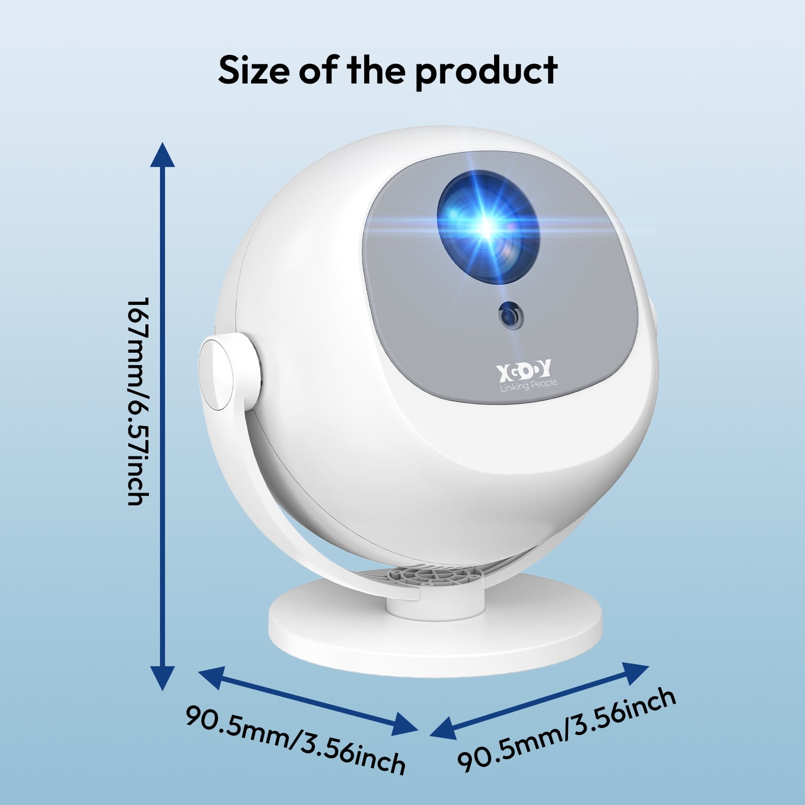 XGODY A2 Wifi & Bluetooth 1080P Mini Projector,40-120" Screen,Dual 3W Speakers,Set with Accessories, White, 1 Set - Image 4