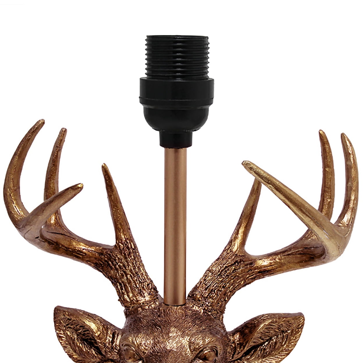 Woodland 17.25" Tall Rustic Antler Copper Deer Bedside Table Desk Lamp with Tapered White Fabric Shade - Image 5
