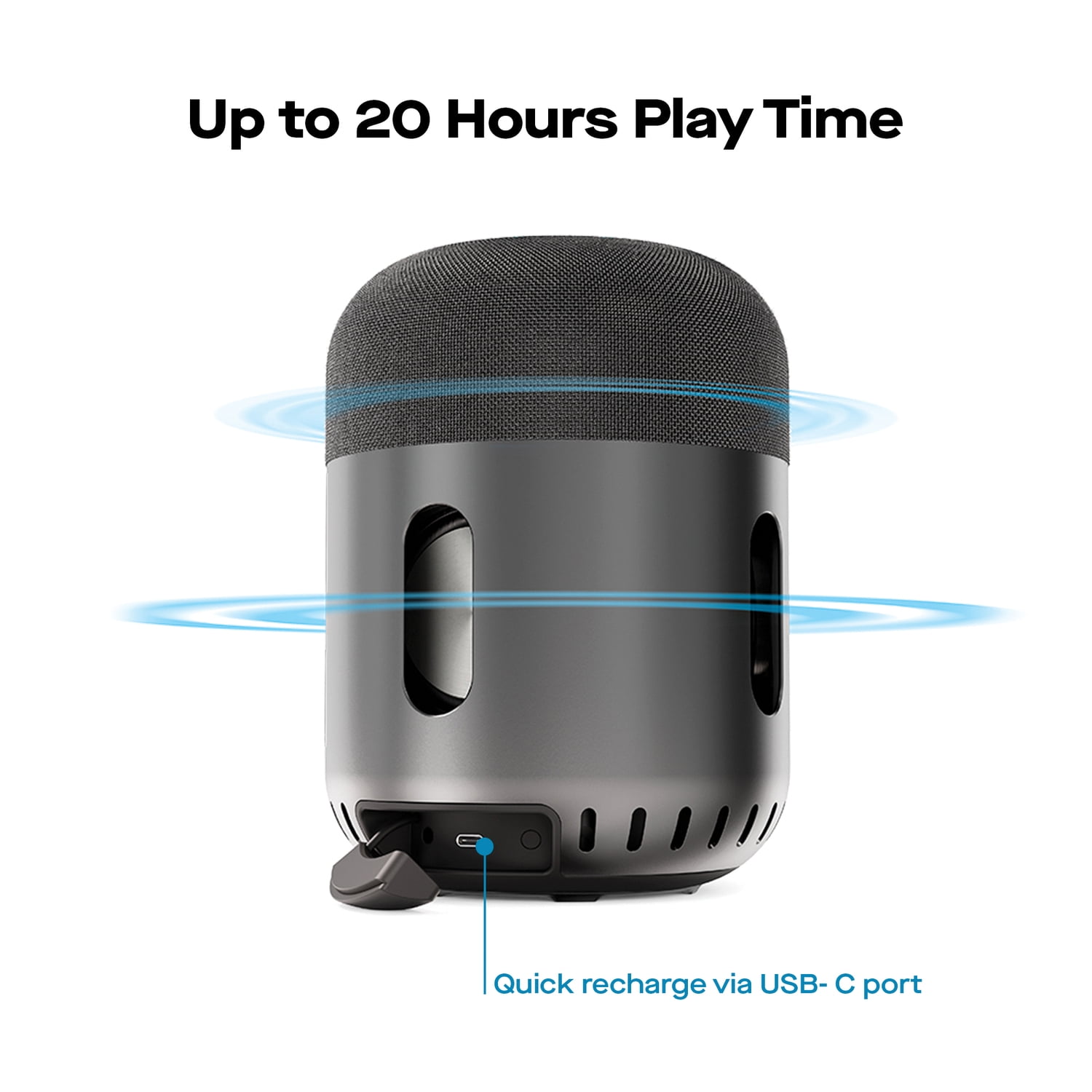 MP Kapsule TWS Bluetooth Portable 360° Speaker with Speakerphone, Black and Light Gray, 113-1001P01, 113-1001P01 - Image 4