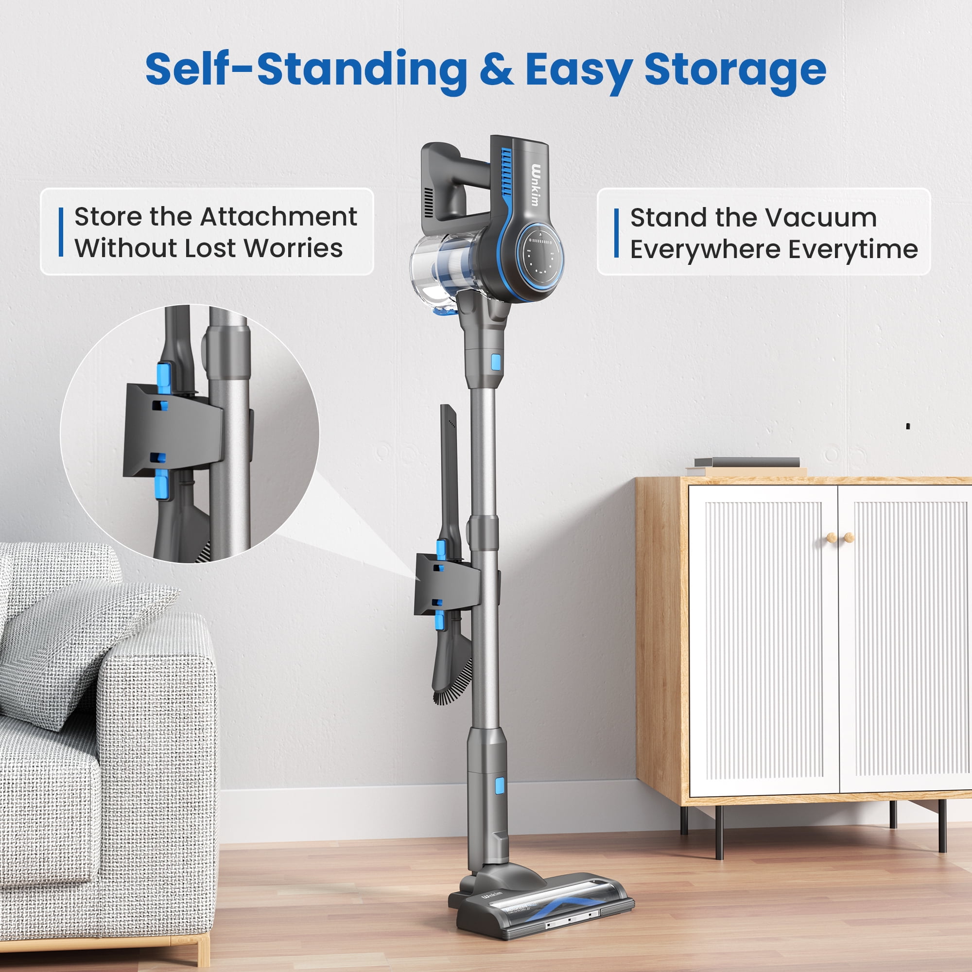 Wnkim Cordless Stick Vacuum Cleaner, 25Kpa, HEPA Wet/Dry Vacuum Cleaner for Hardwood Pet Hair Carpet - Image 5