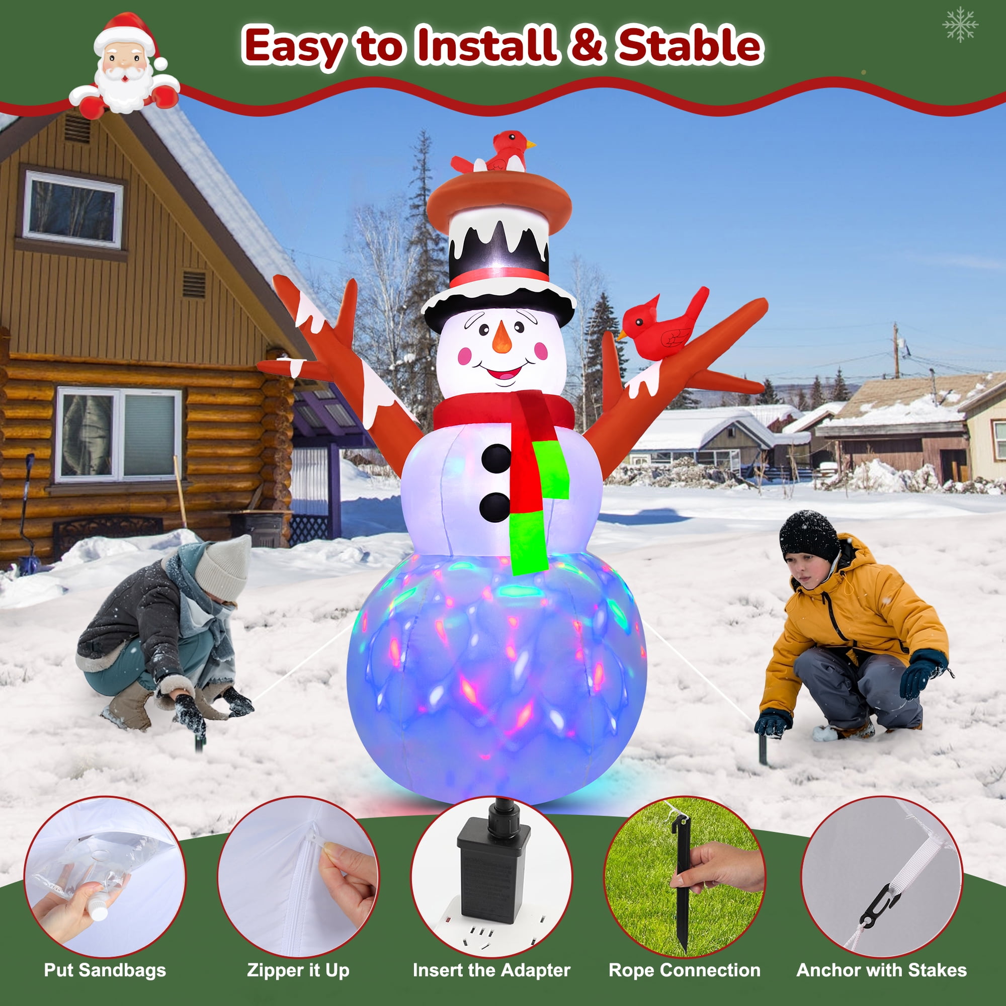 Firstness 7ft Christmas Inflatables Snowman Blow ups Xmas Decor with LED Light for Outdoor Decoration - Image 10