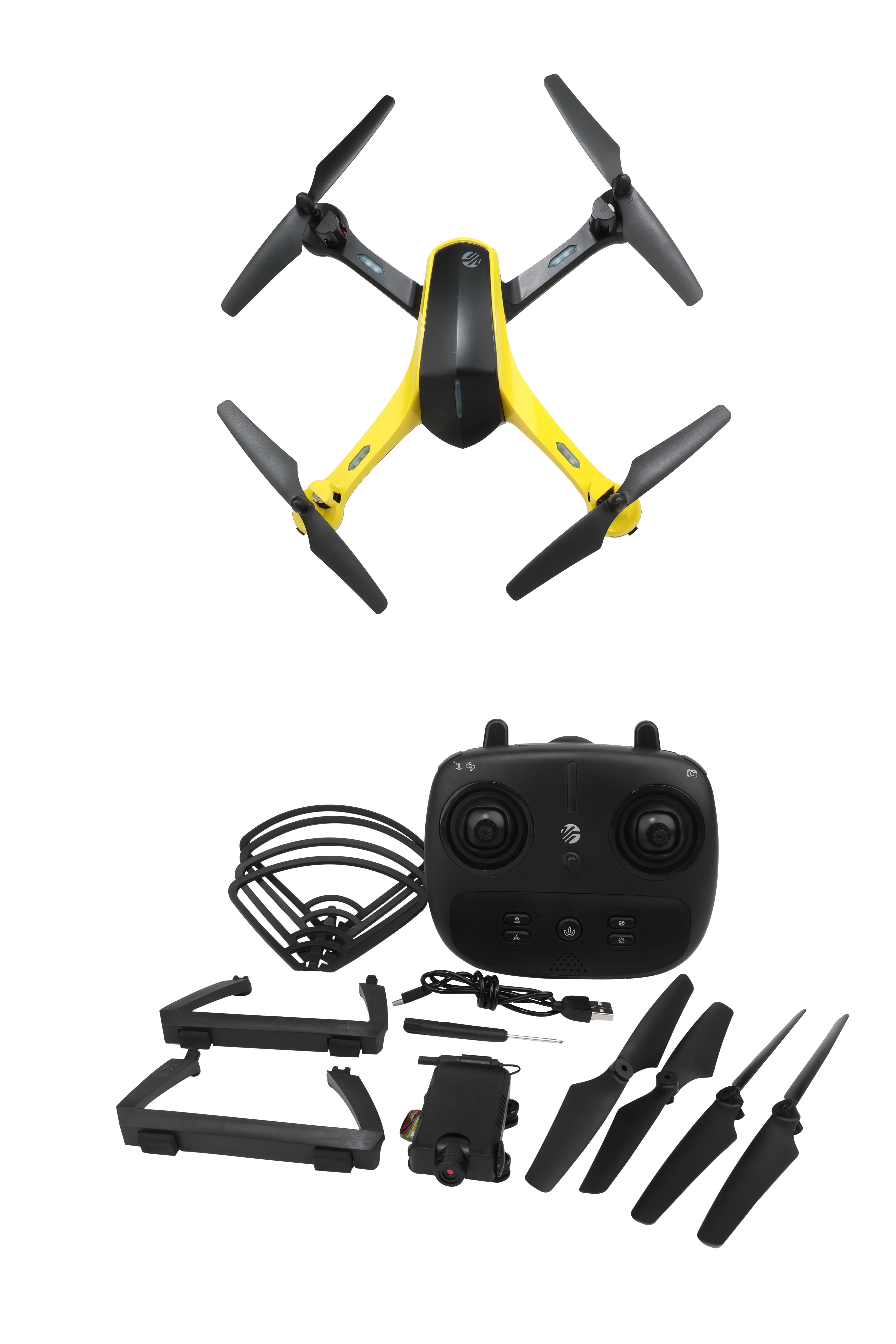 Vivitar VTI Skytracker GPS Aerial Camera Drone, 1000ft Range, Live Streaming, Black and Yellow, sized 12" x 5" x 11.5" - Image 3