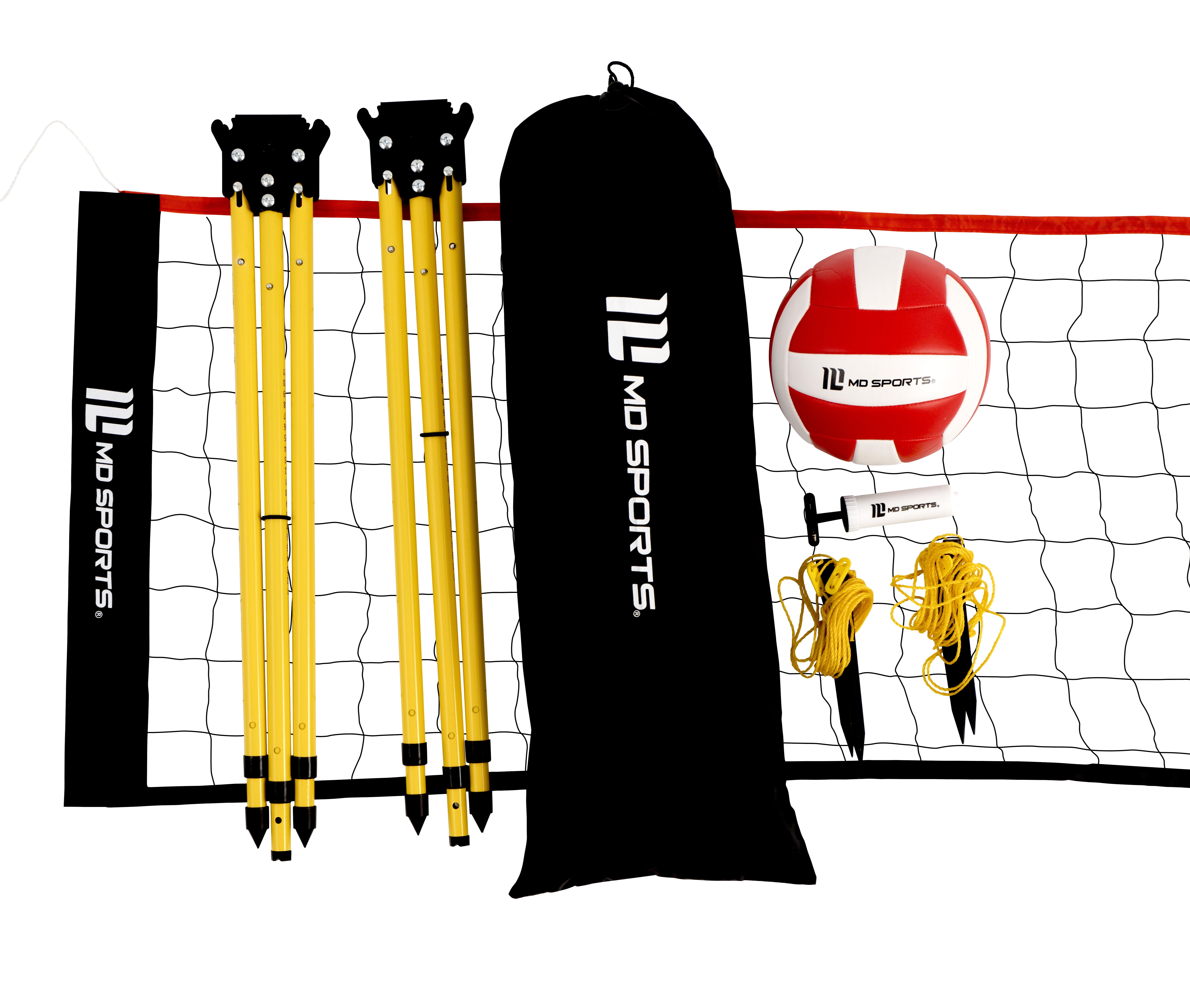 30 ft Volleyball Set, Quick Assembly, Official Size Net with Adjustable Height, Steel Poles, Ball Included, by MD Sports - Image 5