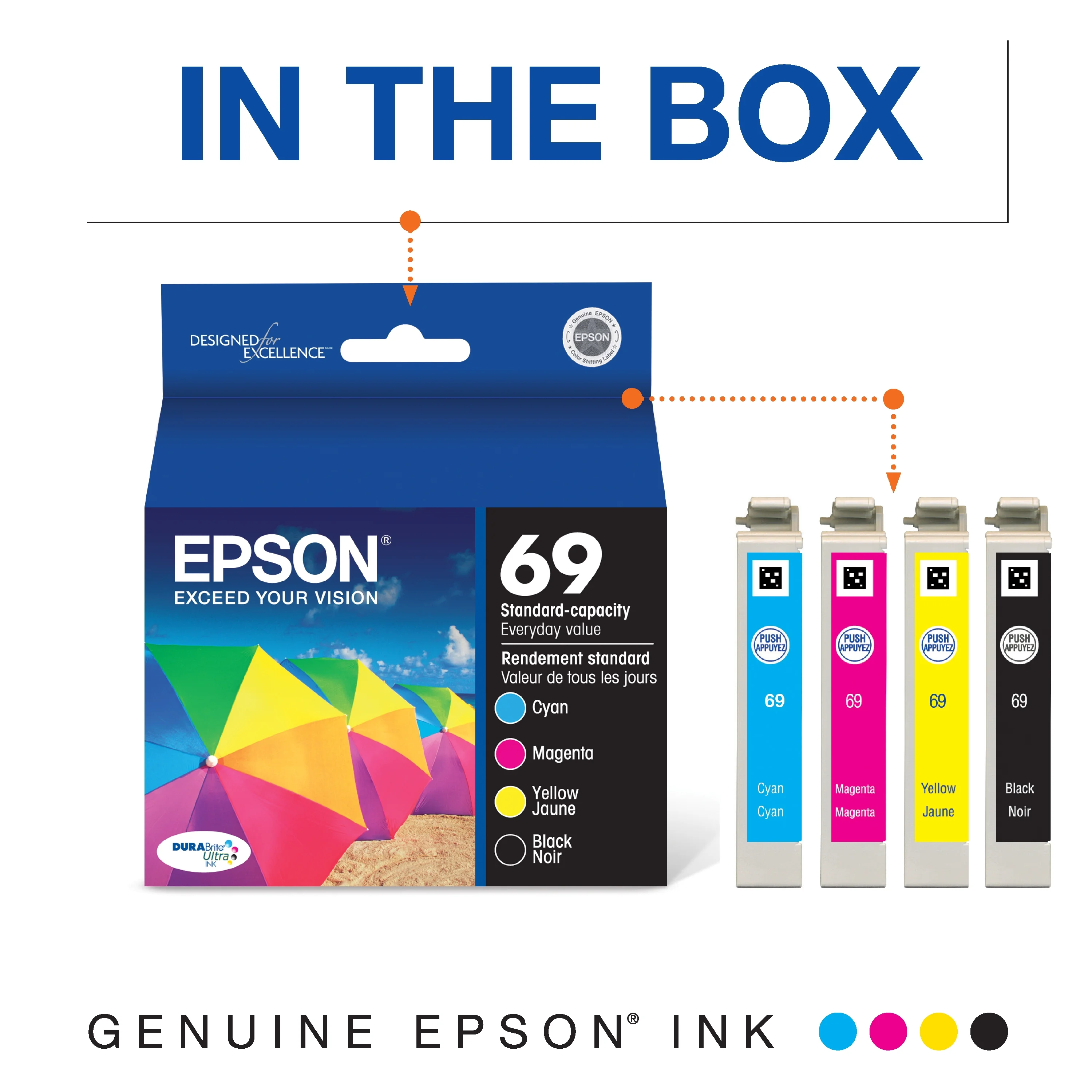 EPSON T069 DURABrite Ultra Genuine Ink Standard Capacity Black & Color Combo Pack - Image 3