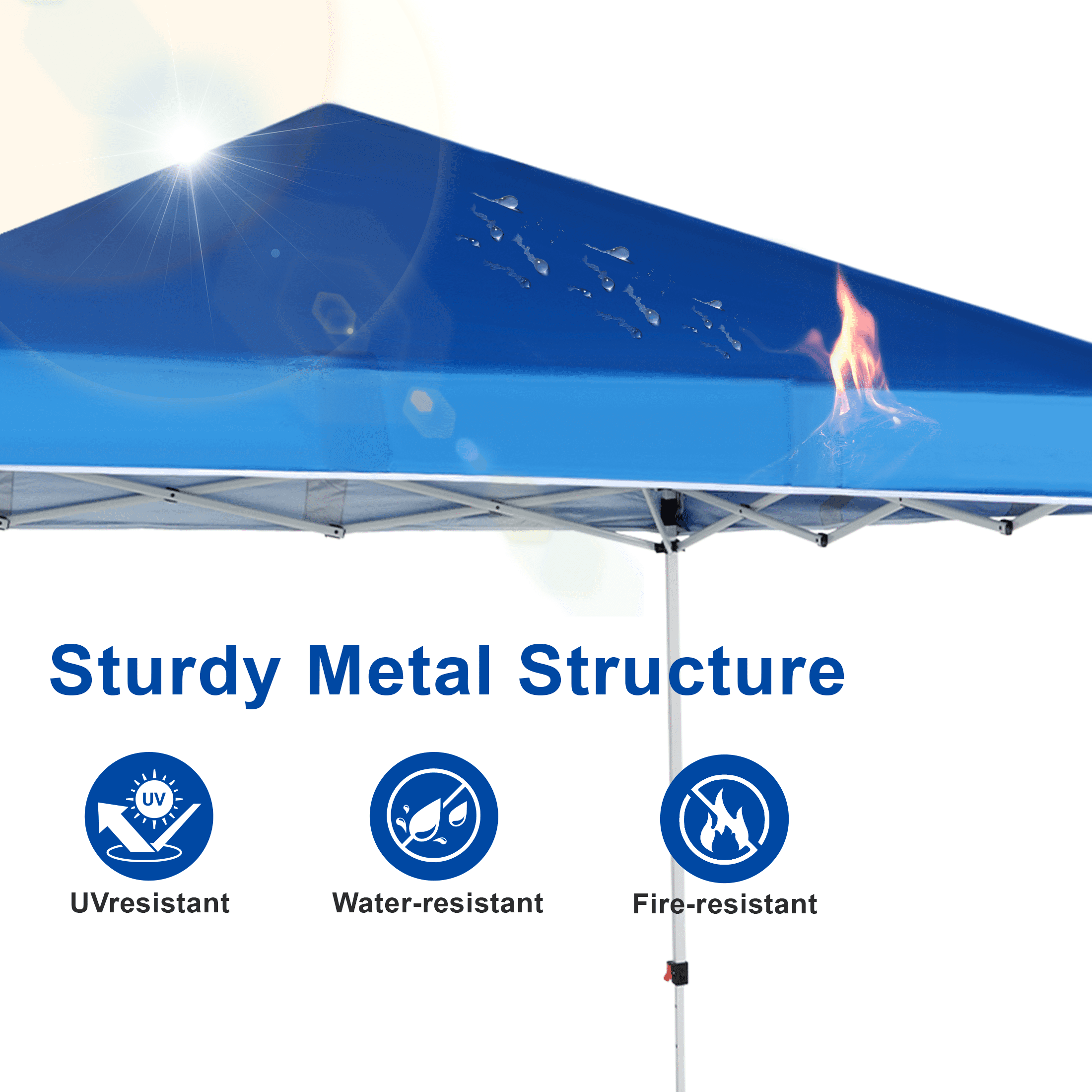 Abba Patio 10'x10' Slant Leg Outdoor Canopy, Waterproof Pop up Canopy w/ Carry Bag, Blue (2 Wheels) - Image 4