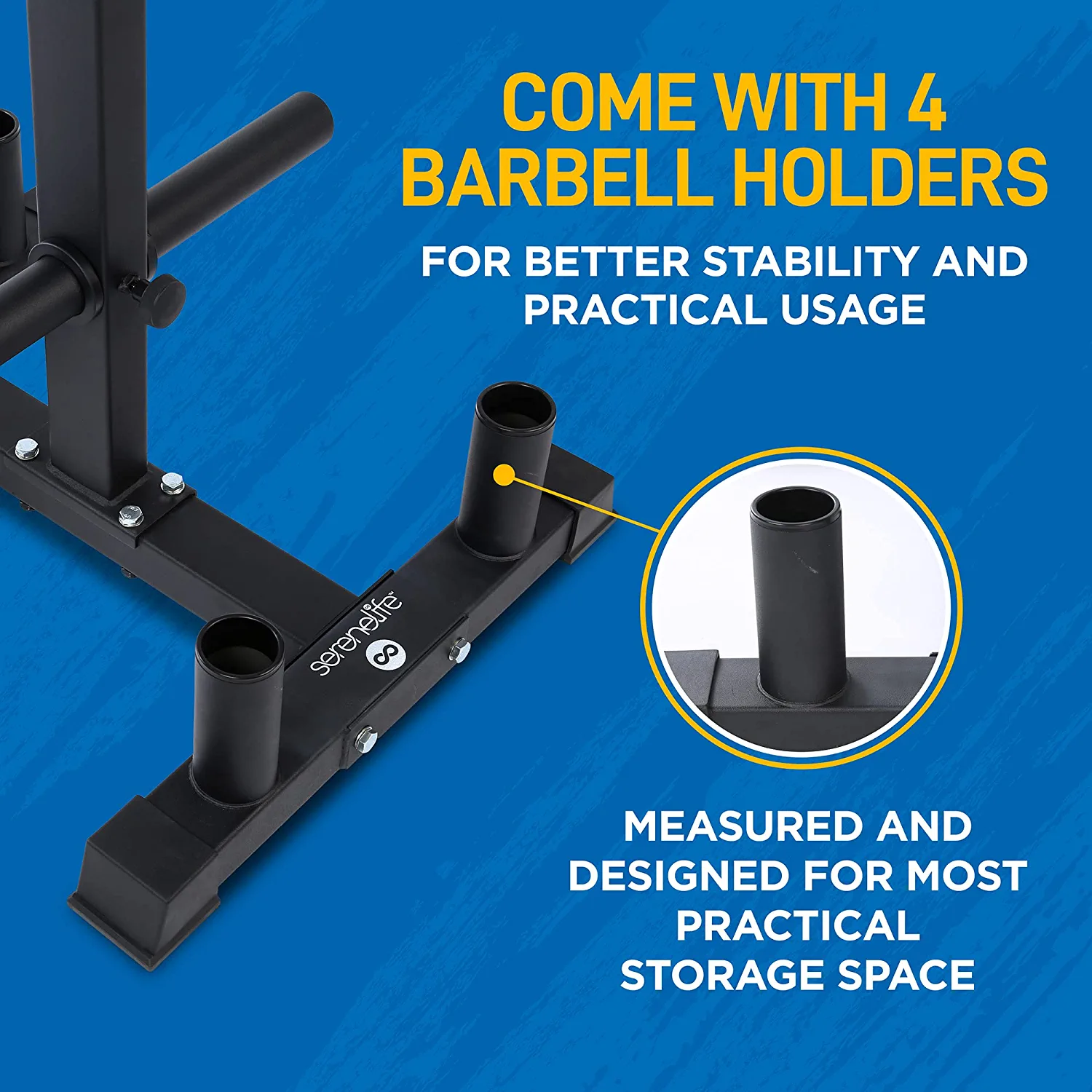 SereneLife Olympic Weight Plate Rack Steel - 800 Pounds Capacity, Heavy Duty Gym Organizer - Image 8