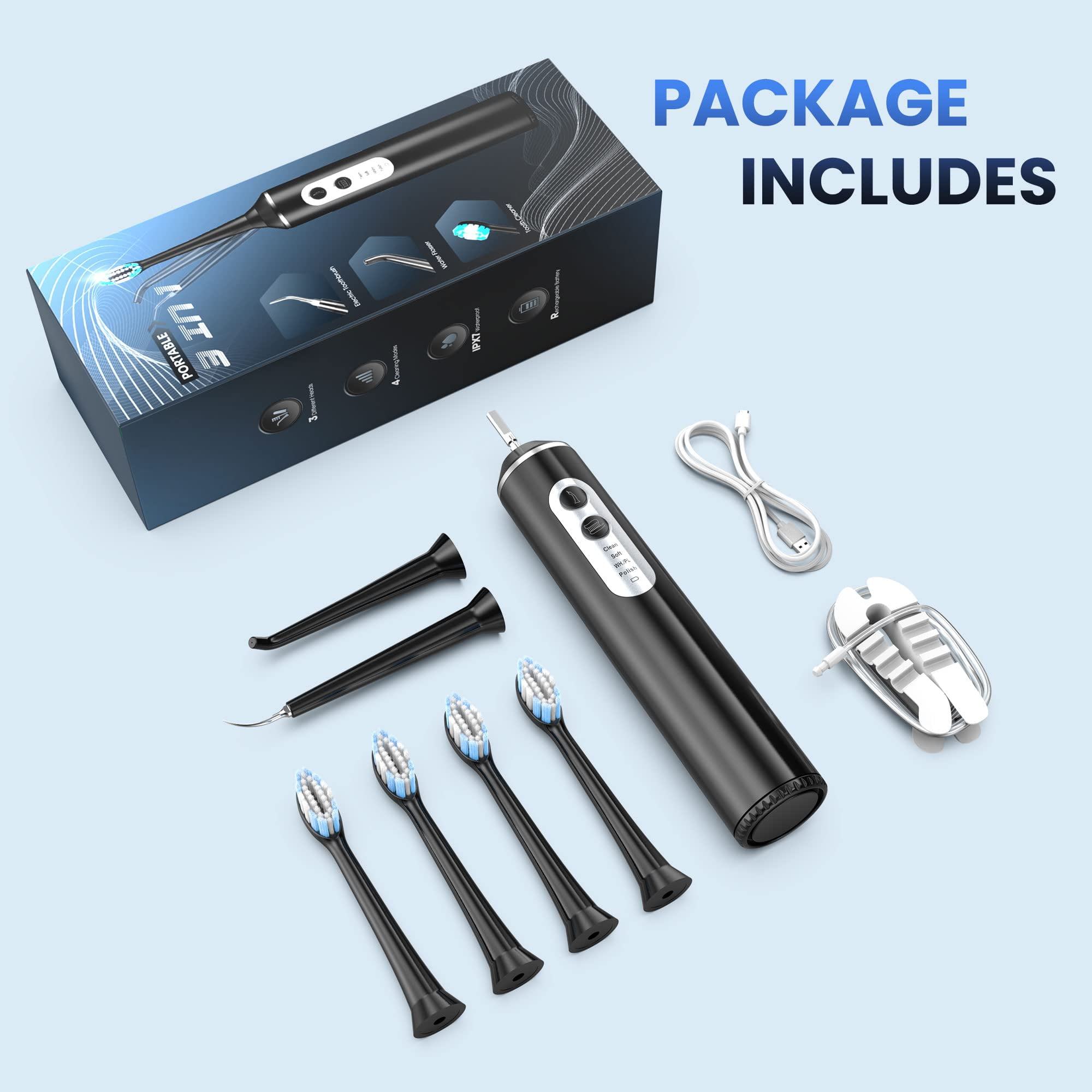 3 in 1 Electric Toothbrush with Water Flosser, Water Dental Flosser & Tooth Brush Combo, Teeth Irrigator Cleaning Kit with 4 Modes, Portable Electric Toothbrush for Travel Home - Image 5
