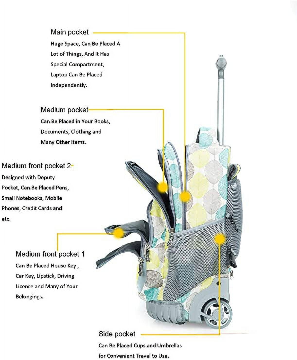 Tilami Rolling Backpack Laptop 18 inch with Lunch Bag - Image 3