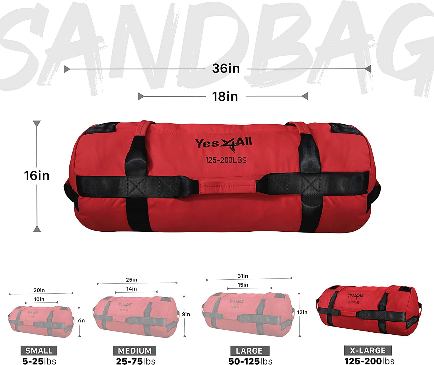 Yes4All Workout Sandbags, Red, Size XL, Single - Image 6
