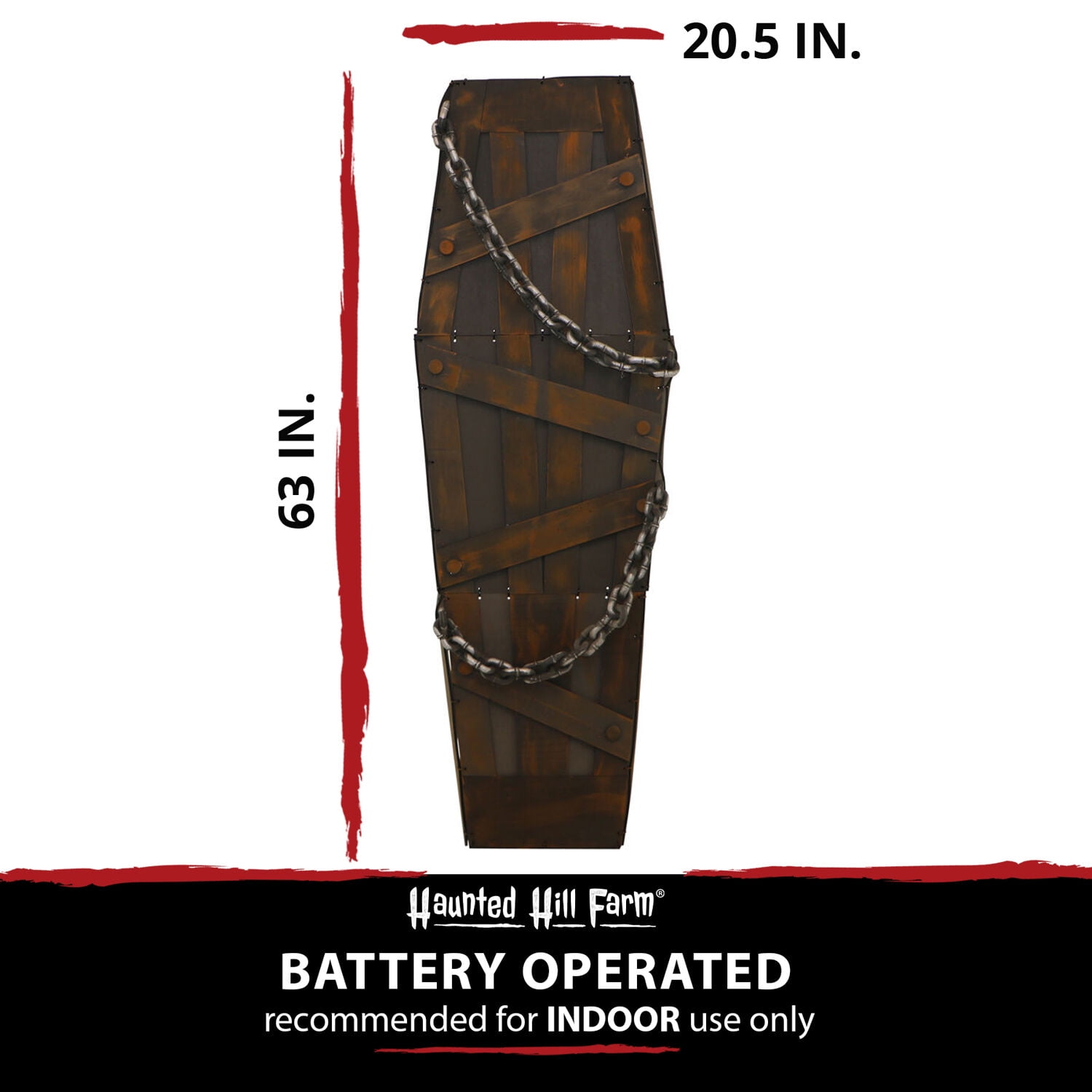 Haunted Hill Farm 5 ft Coffin the Animatronic Shaking Casket, Indoor Halloween Decoration, Red LED Lights, Battery-Operated, HHDCOFF-1LSA - Image 11