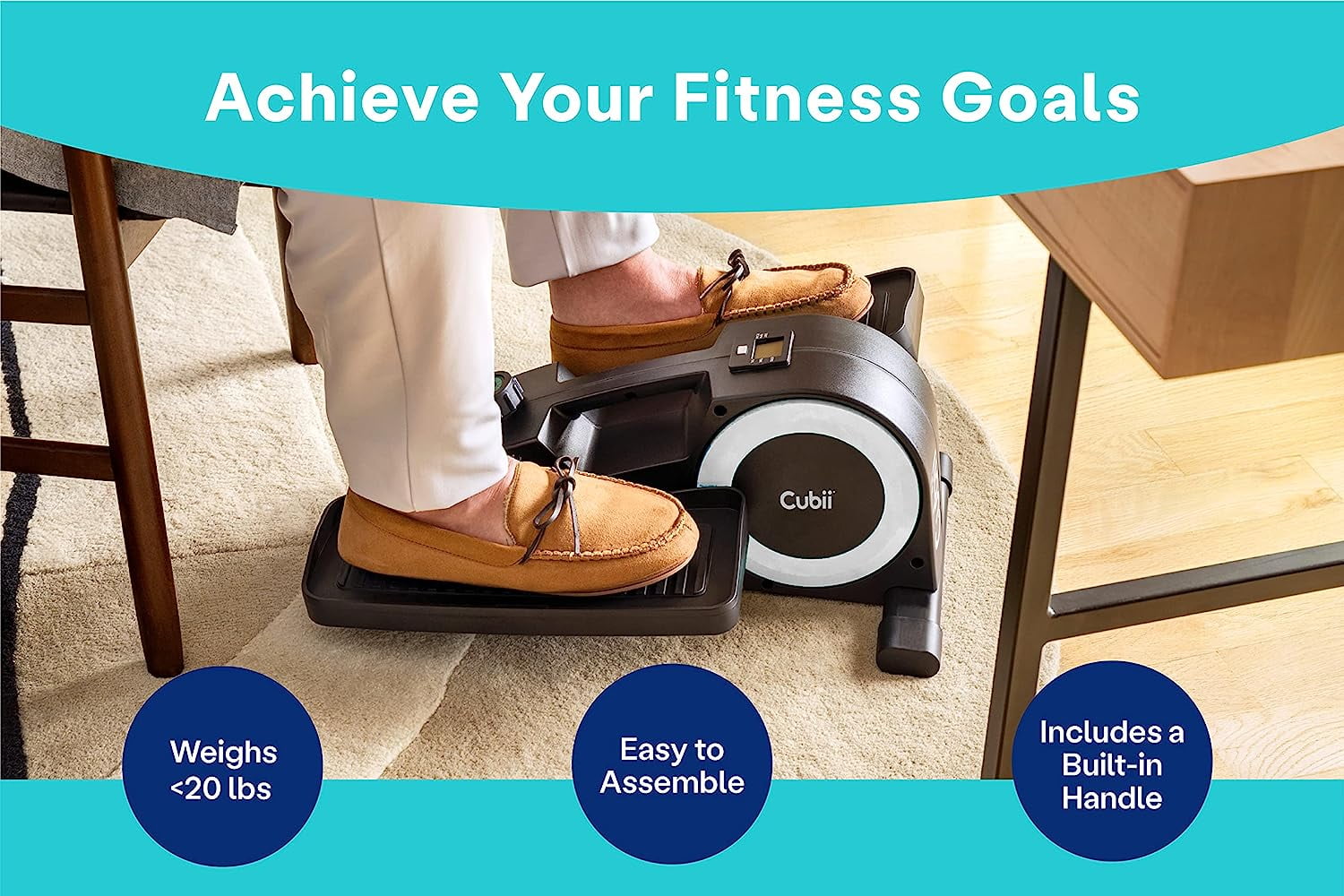 Cubii JR1+ Compact Under Desk Elliptical Bundle with Non-Slip Mat - 8 Levels of Resistance, LCD Display, Whisper Quiet w/ Bluetooth Foot Pedal Exerciser Home Workout Machine for Adults to Seniors - Image 9