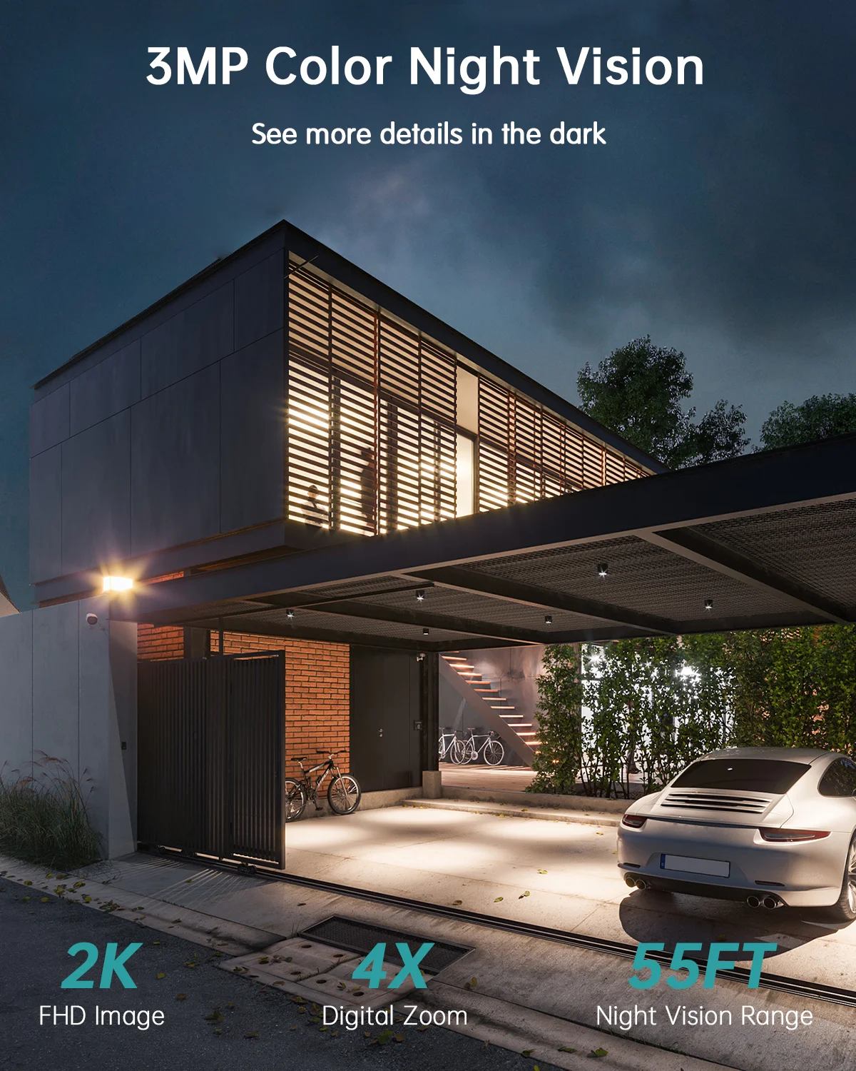 2K Security Camera Outdoor Wireless WiFi with 360° PTZ ZUMIMALL Battery Powered Wireless Cameras for Home Surveillance Spotlight & Siren/PIR Detection/3MP Color Night Vision/2-Way - Image 4