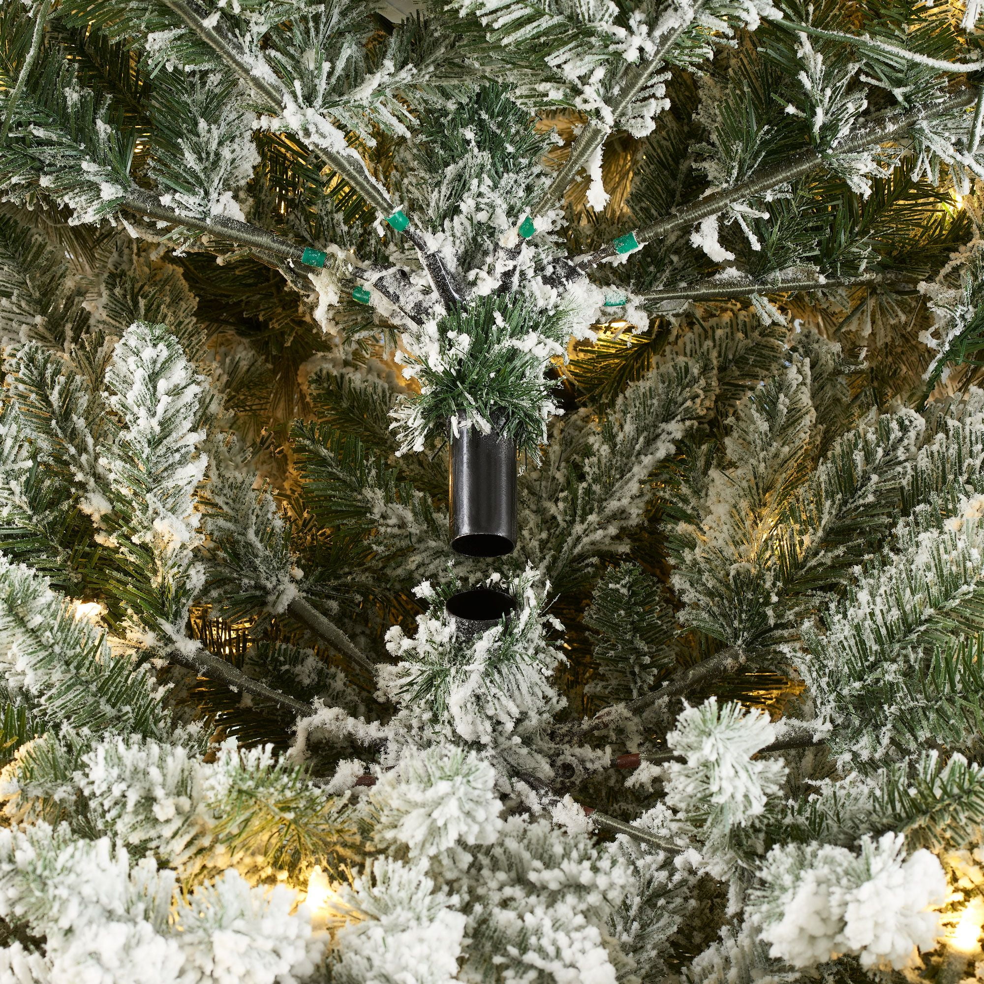 9 ft Pre-Lit Flocked Tahoe Spruce Artificial Christmas Tree, Warm White LED Lights, by Holiday Time - Image 7