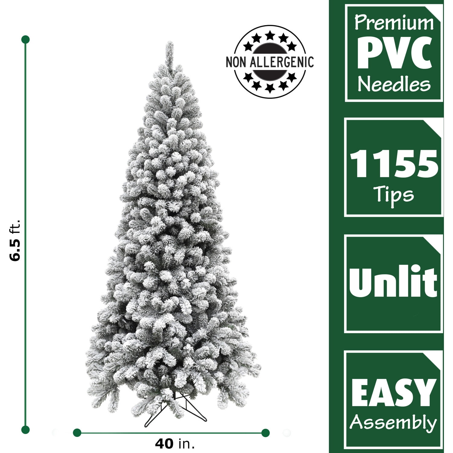 Fraser Hill Farm 6.5-ft Unlit Snow Flocked Alaskan Pine Artificial Christmas Tree FFAF065-0SN - Image 7