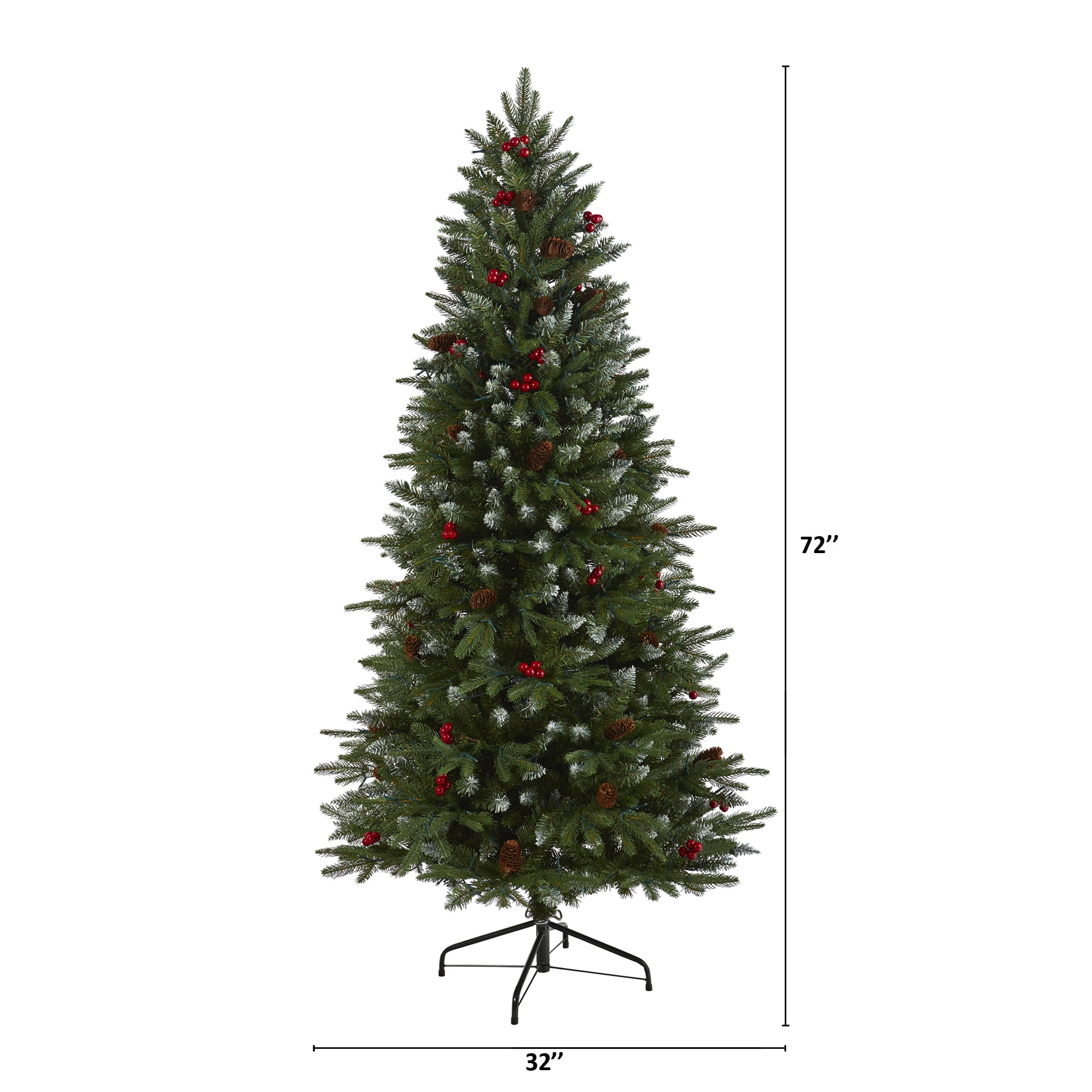 Nearly Natural Clear Prelit 300 LED Holiday Pine Snow Tipped Spruce Artificial Christmas Tree, 6' - Image 7