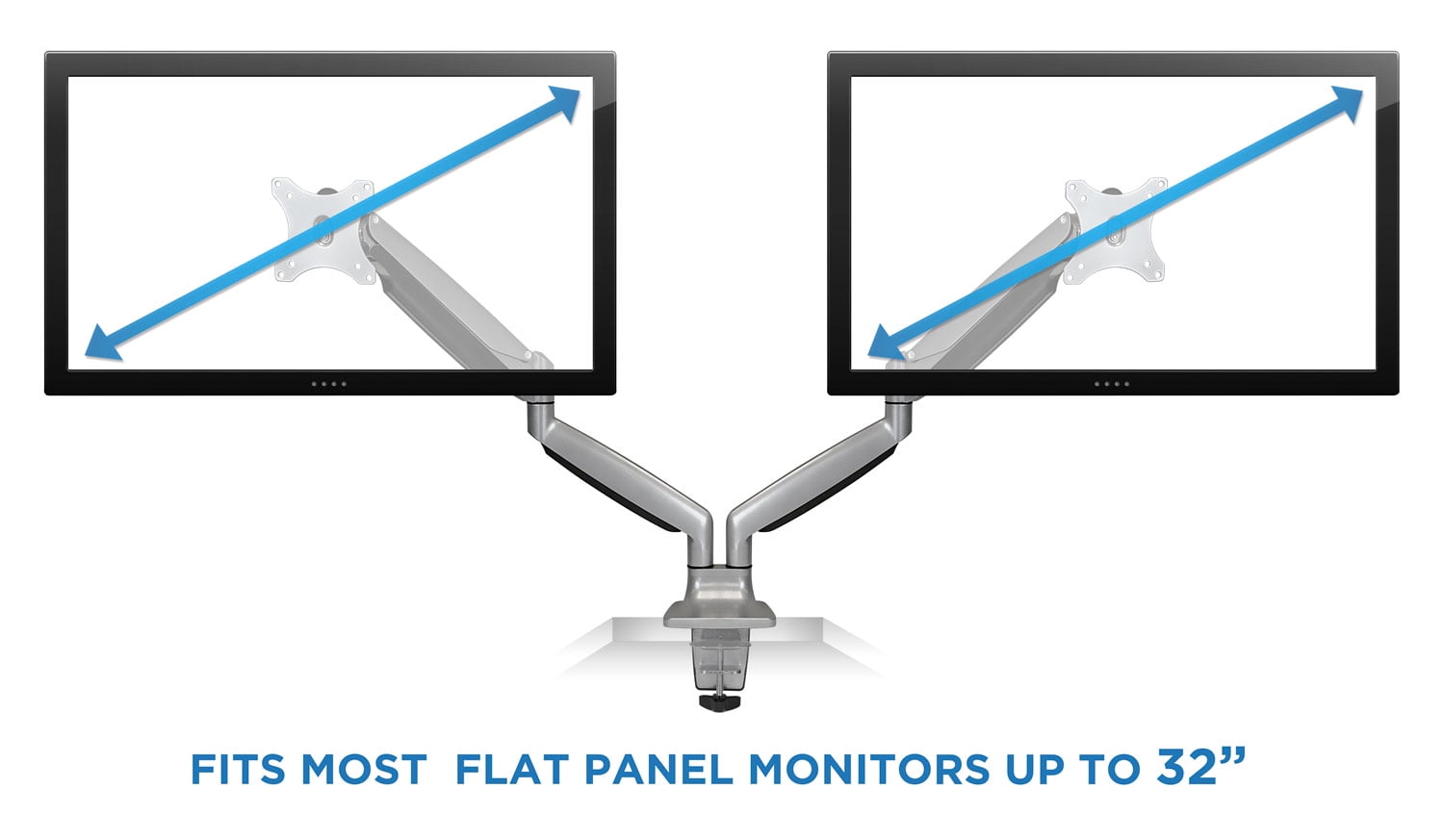 Mount-It! Dual Arm Monitor Stand | Fits 17"-27" Computer Screens | Adjustable Arms - Image 4