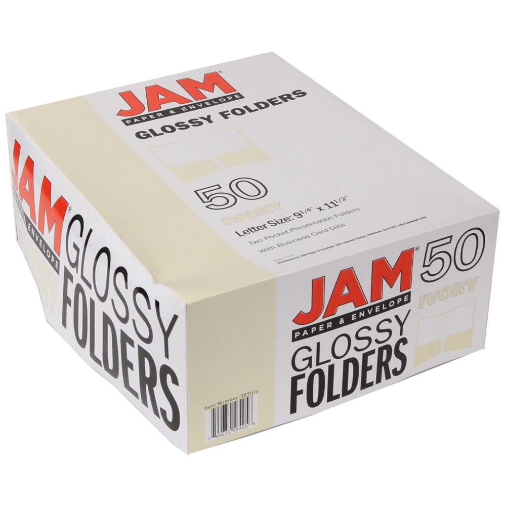 JAM Paper Glossy Two Pocket Folders, Ivory, 50/Pack - Image 4