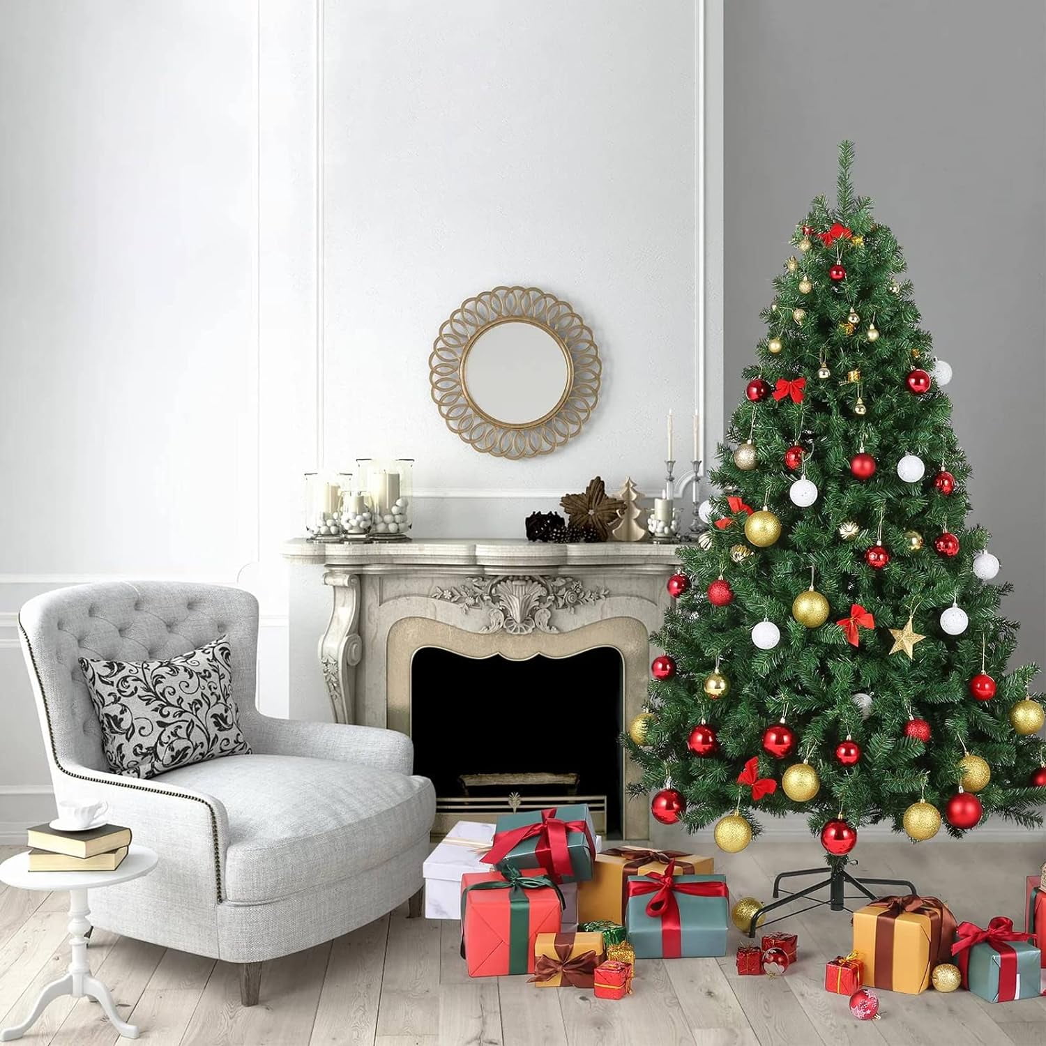 HONGGE 6ft Christmas Tree with 1000 Branch Tips Artificial Xmas Tree with Metal Hinges & Foldable Base Perfect for Indoor and Outdoor Holiday Decoration (6ft) - Image 3