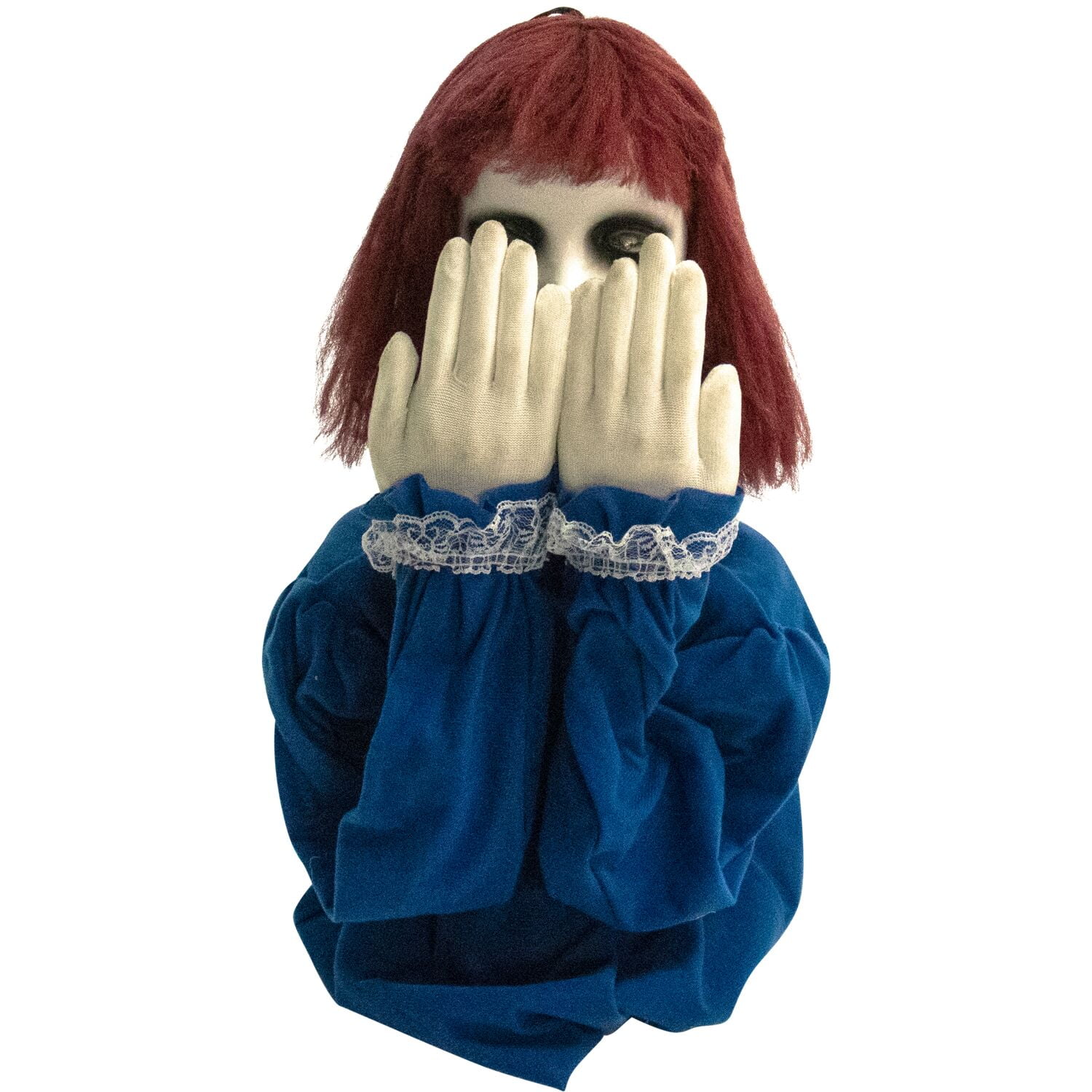 Haunted Hill Farm 27 in Pop-Up Animatronic Haunted Doll, Indoor/Outdoor Halloween Decoration, Red Flashing Eyes, Noises, Battery-Operated, HHFJGIRL-2LSA - Image 7