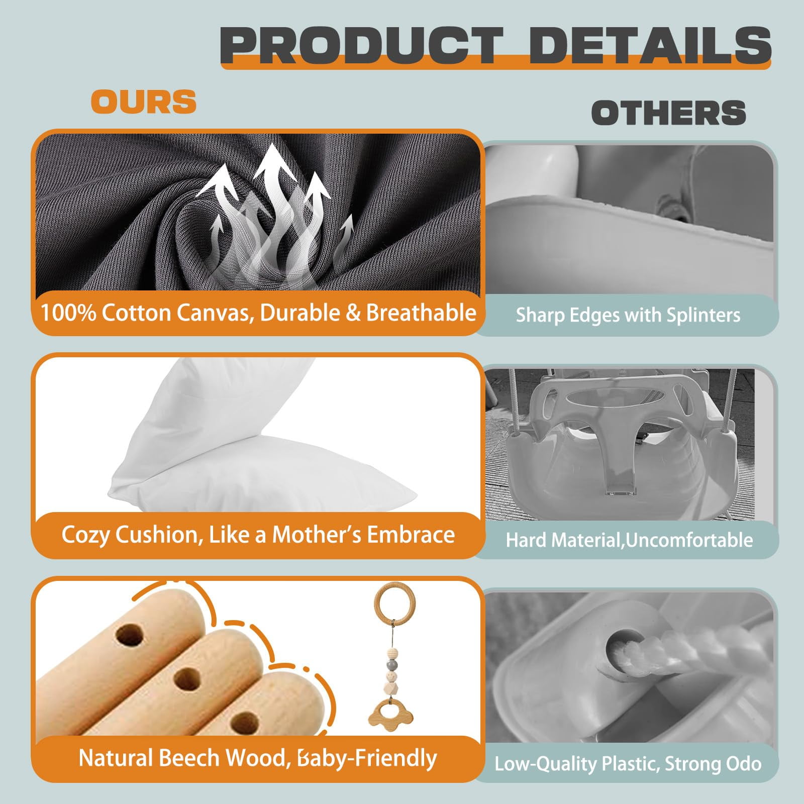 2 in 1 Baby Jumper, Toddler Swing and Bouncer, Indoor Outdoor Baby Swings for Infants, Gray - Image 6